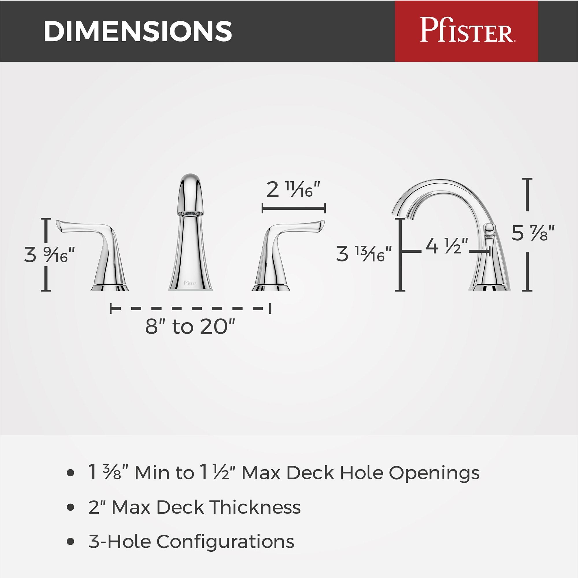 Pfister Willa Bathroom Sink Faucet, 8-Inch Widespread, 2-Handle, 3-Hole, NSF Certified, Polished Chrome Finish, LF049MALCC
