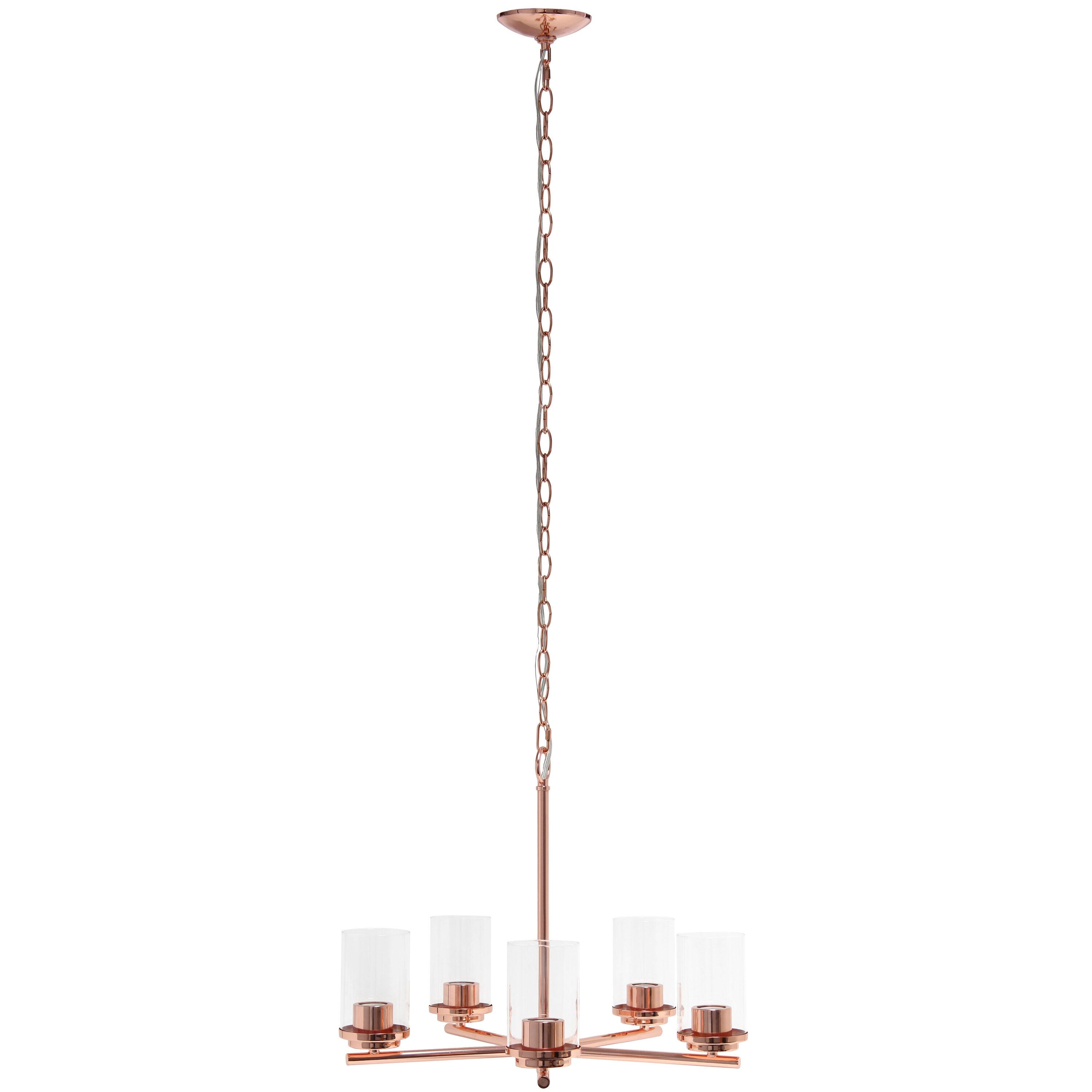 5-Light 20.5" Classic Contemporary Clear Glass/Metal Hanging Pendant  - Lalia Home