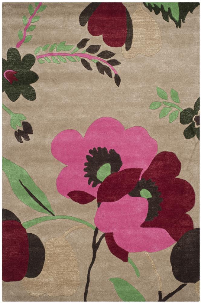 Multicolor Floral Hand-Tufted Wool Area Rug, 5' x 8'