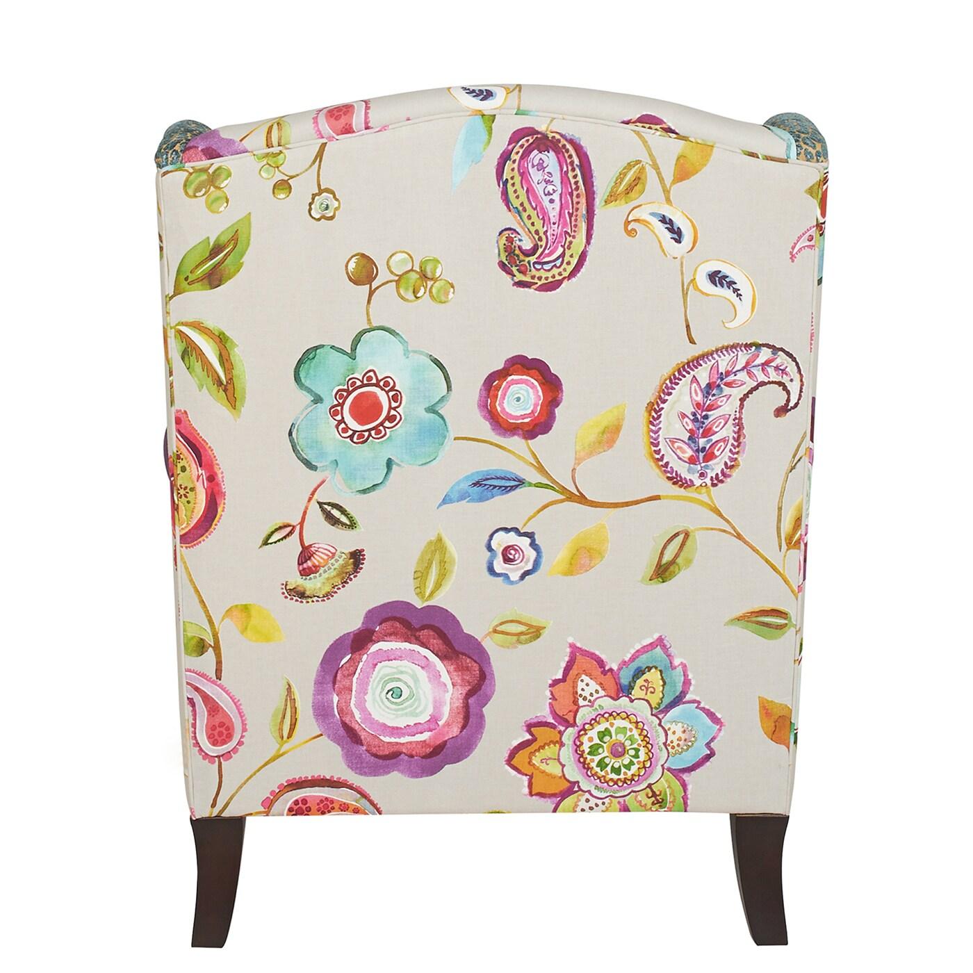 Anya Wingback Accent Arm Chair Multicolored Floral