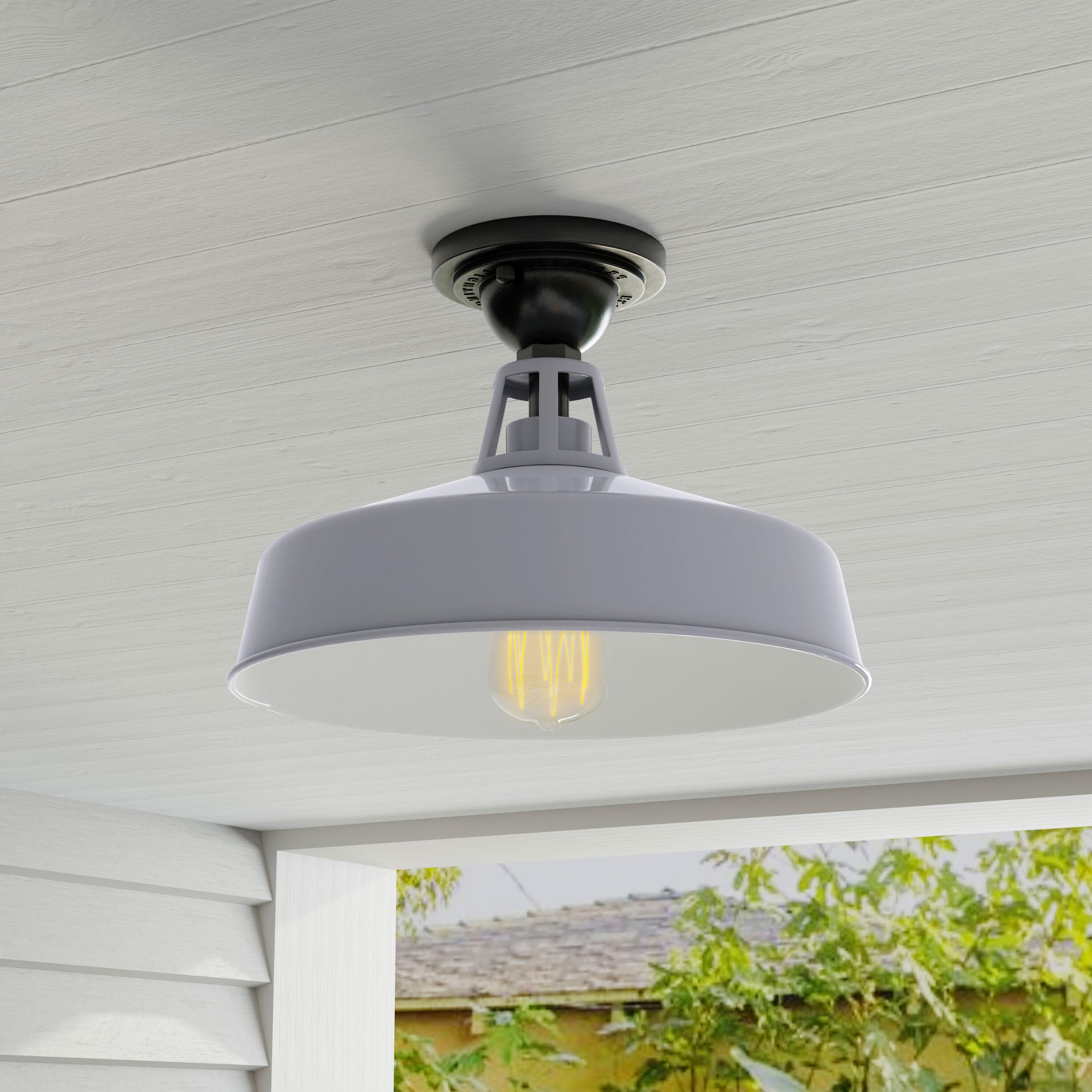 Progress Lighting, Cedar Springs, 1-Light Ceiling Light, Metallic Gray, White Shade