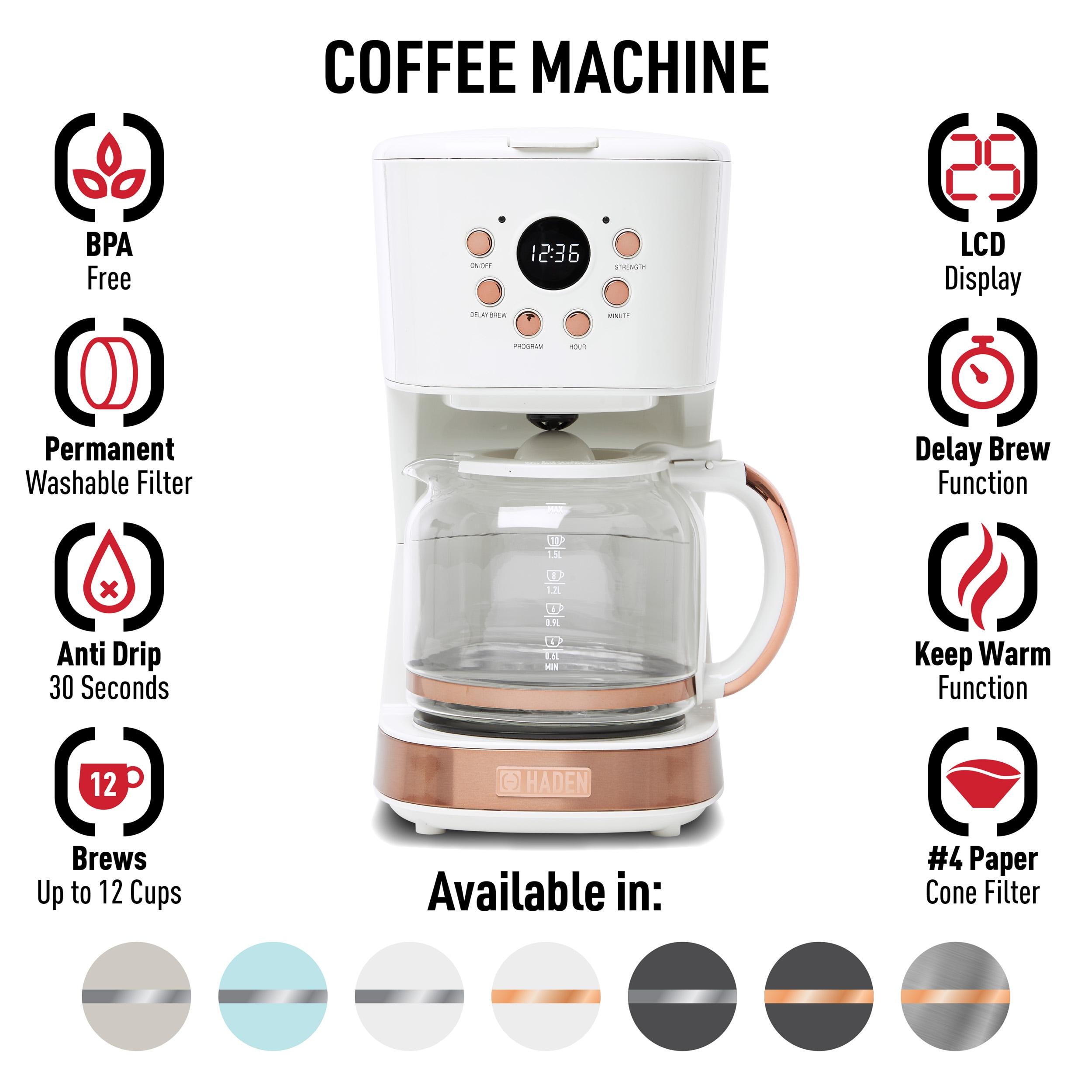 HADEN Heritage Ivory and Copper 12-Cup Programmable Coffee Maker