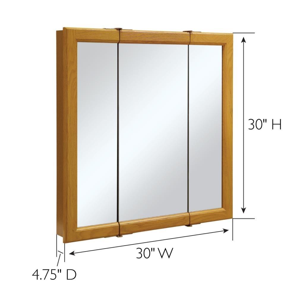 Design House, 545301-HOK 30-inch Claremont Bathroom Medicine Cabinet, Wall Mounted, Mirror, Oak