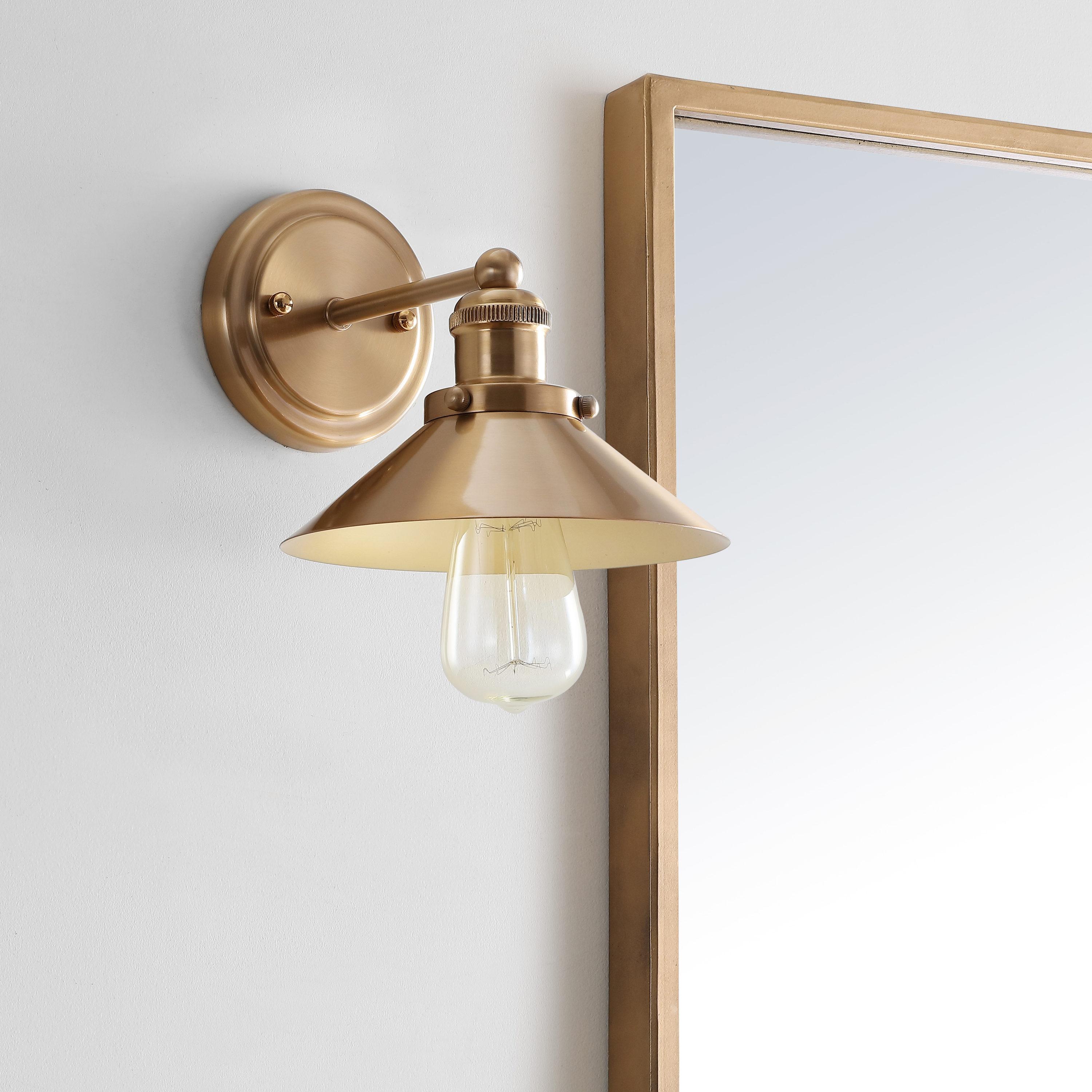 August 7.75 in. Metal Shade Brass Gold Vanity Light