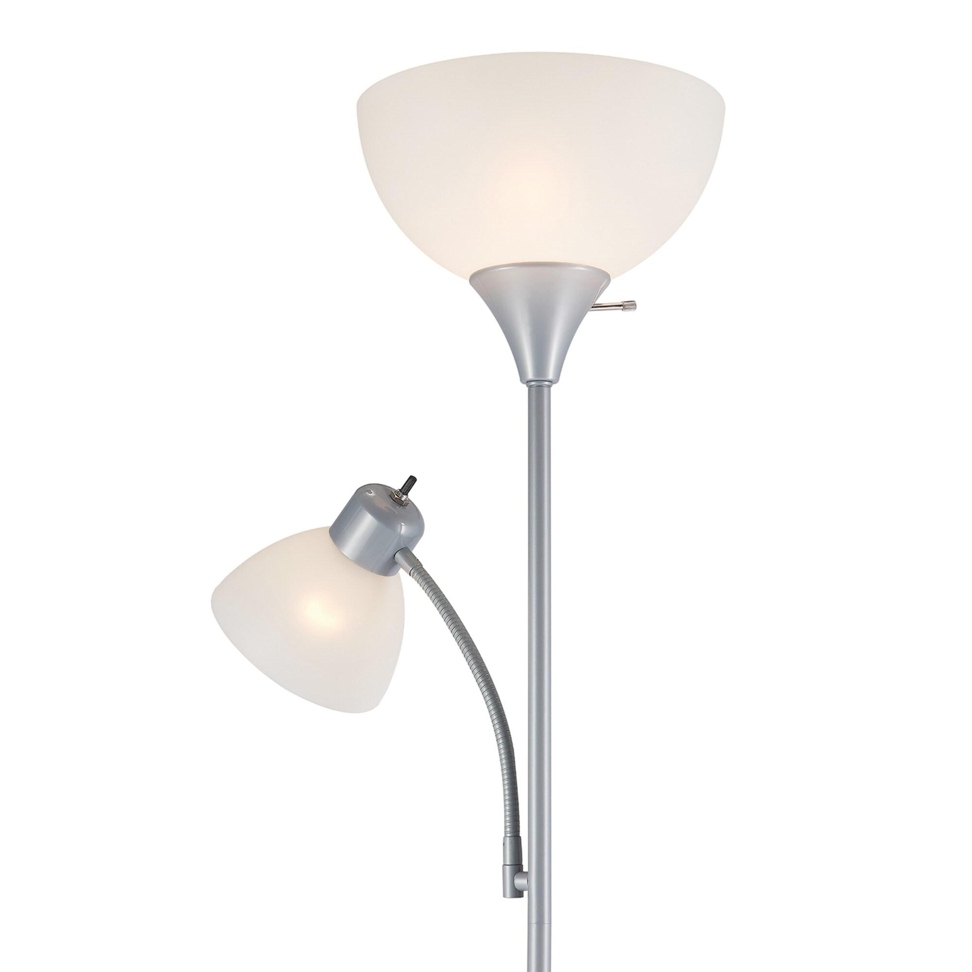 Globe Electric Delilah 72" Silver Torchiere Floor Lamp with Reading Light