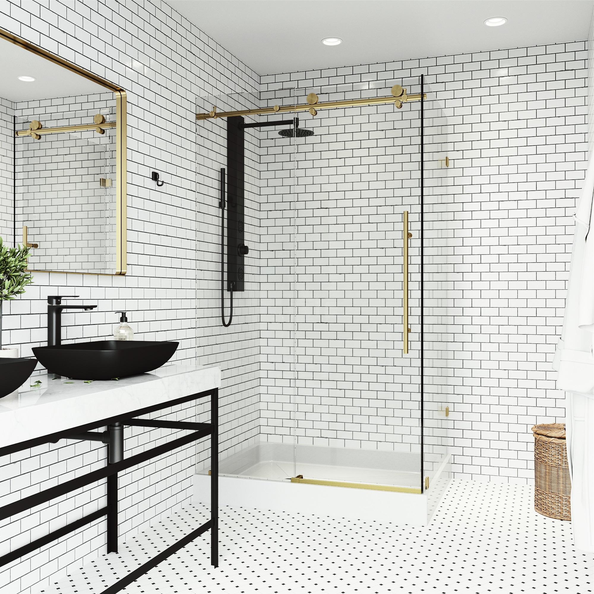 Elan E-class 48" W x 36" D x 82" H Sliding Frameless Shower Enclosure with 3/8" Clear Glass&Base