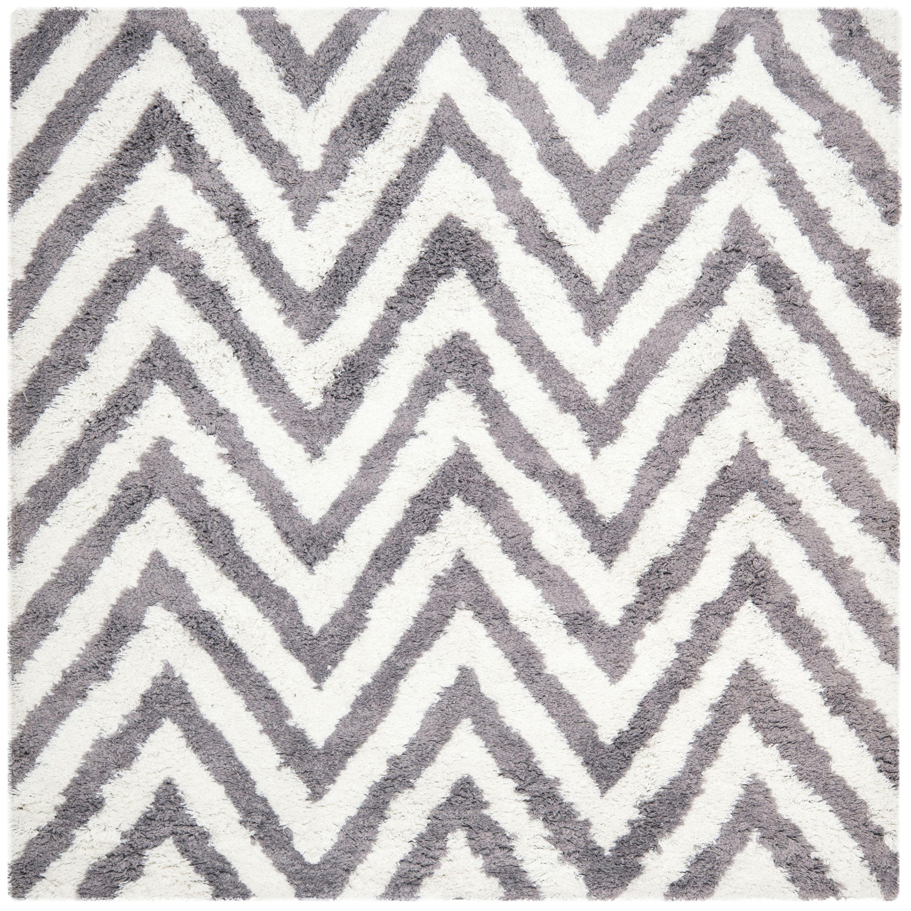 Shag SG250 Hand Tufted Area Rug - Ivory/Grey - 5'x5' - Safavieh.