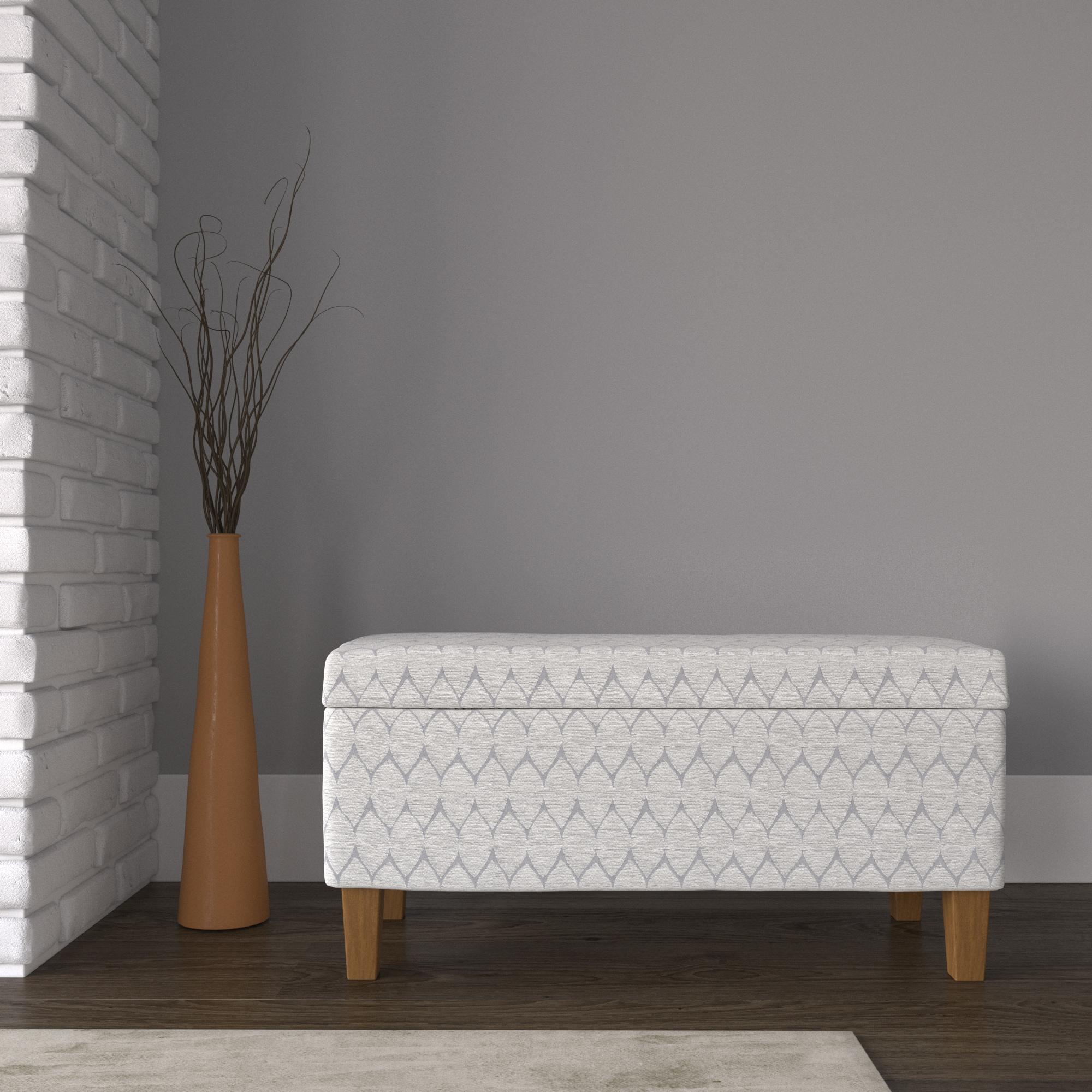 Large Textured Storage Bench Light Gray - HomePop: Upholstered, Bedroom, Rectangular, Wood Legs
