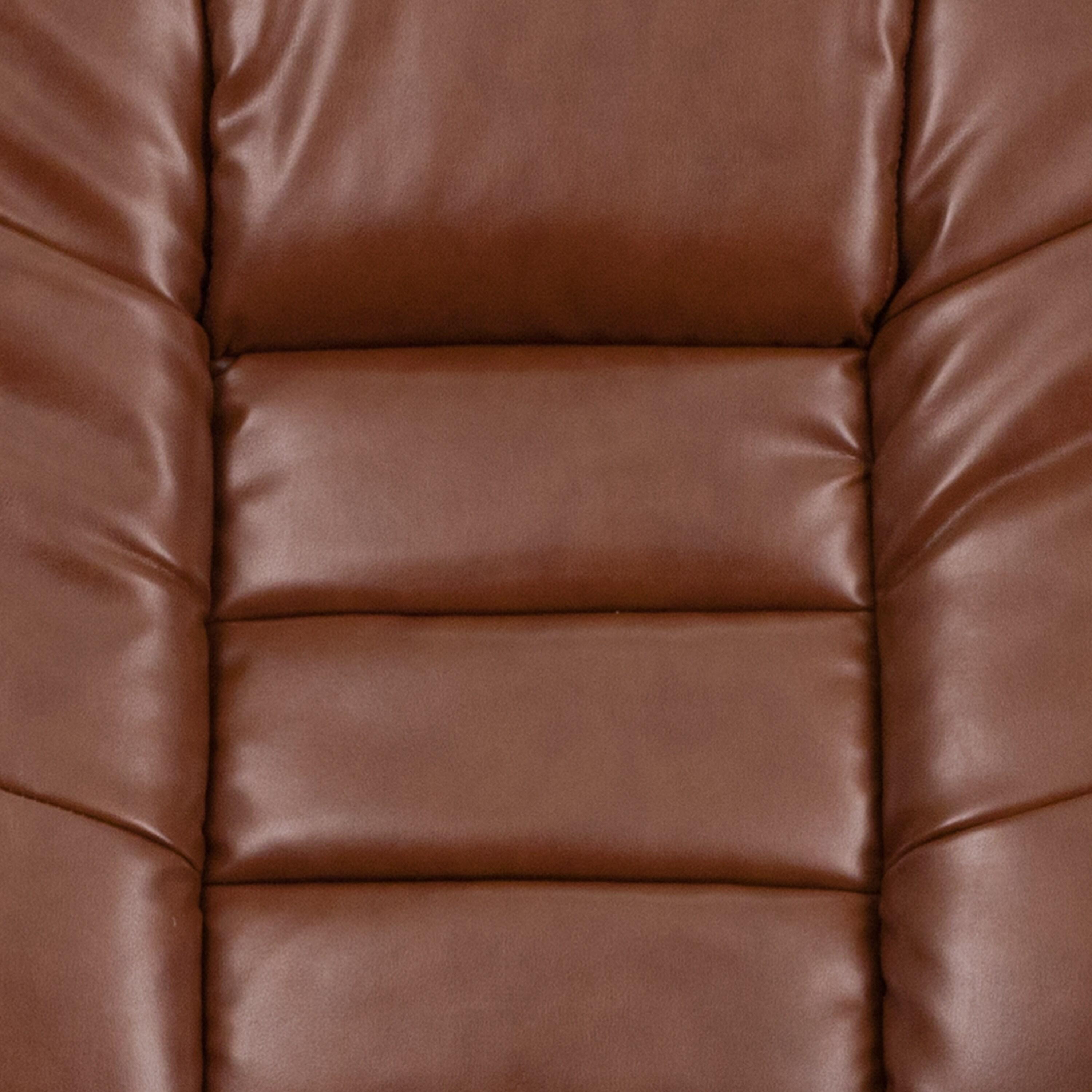 Bowery Hill Contemporary Leather Recliner in Vintage Brown Finish