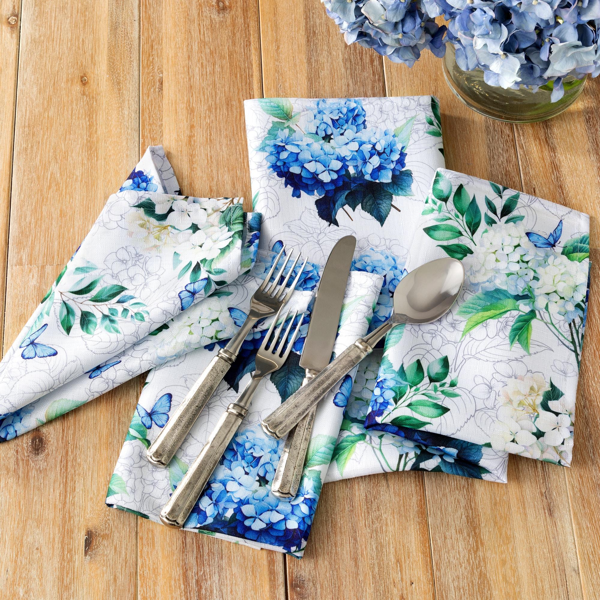 Hydrangea Bloom Floral Double Border Tablecloth - Multicolor - 60x144 - Elrene Home Fashions
