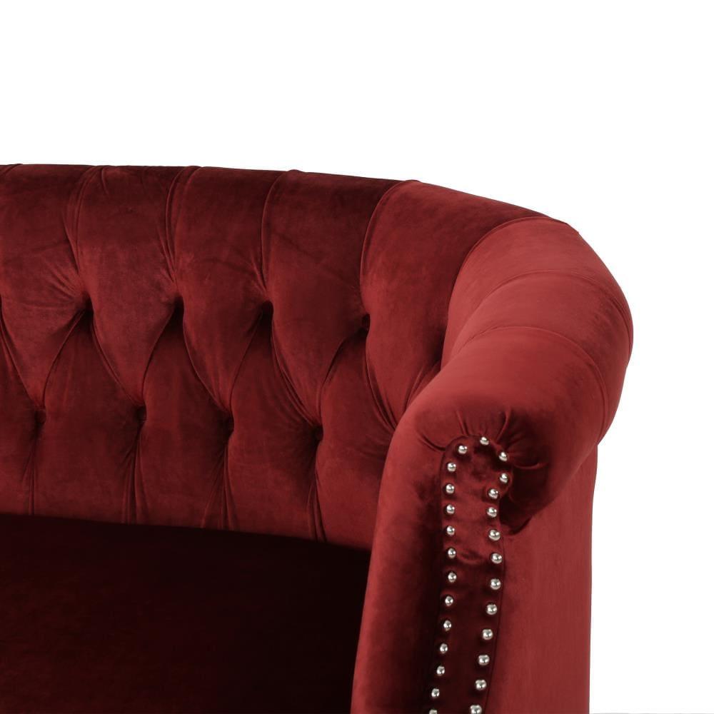 Milani Scroll Arm Loveseat Garnet: Tufted, Nailhead Trim, Polyester Upholstery - Christopher Knight Home