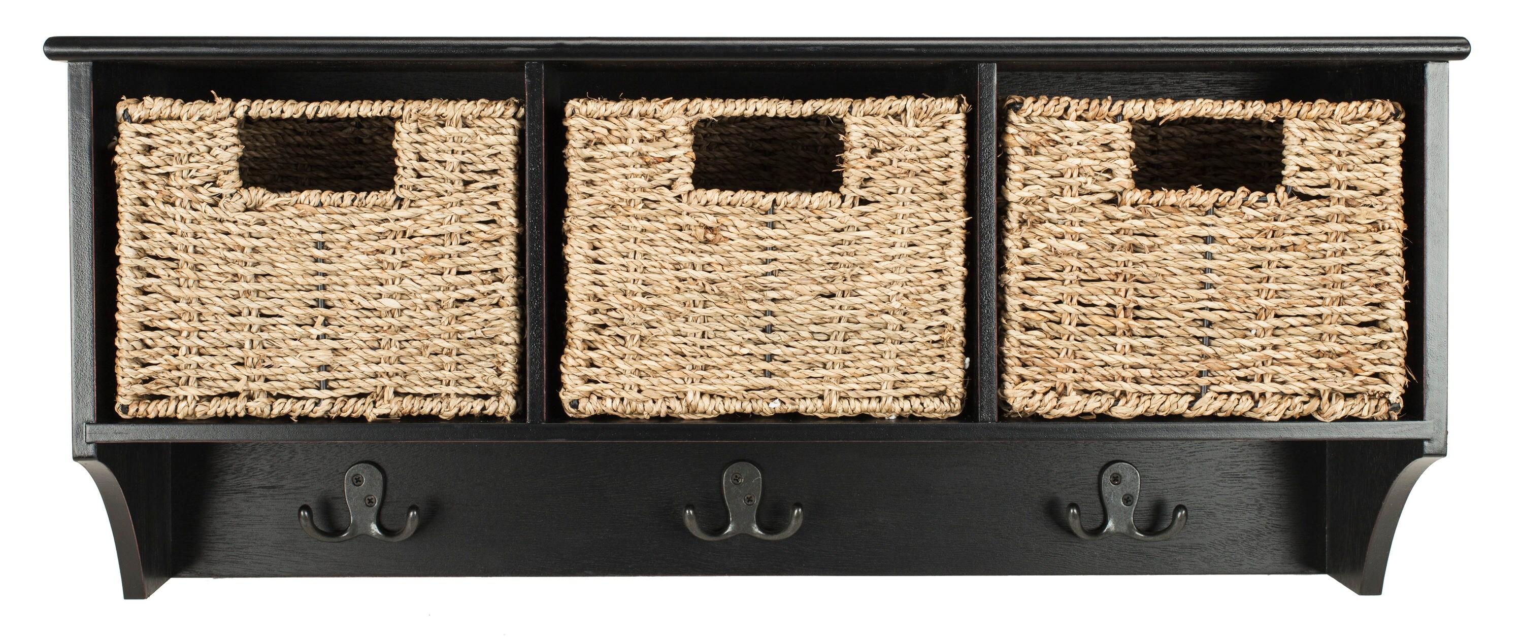 Finley Hanging 3 Basket Wall Rack - Black - Safavieh