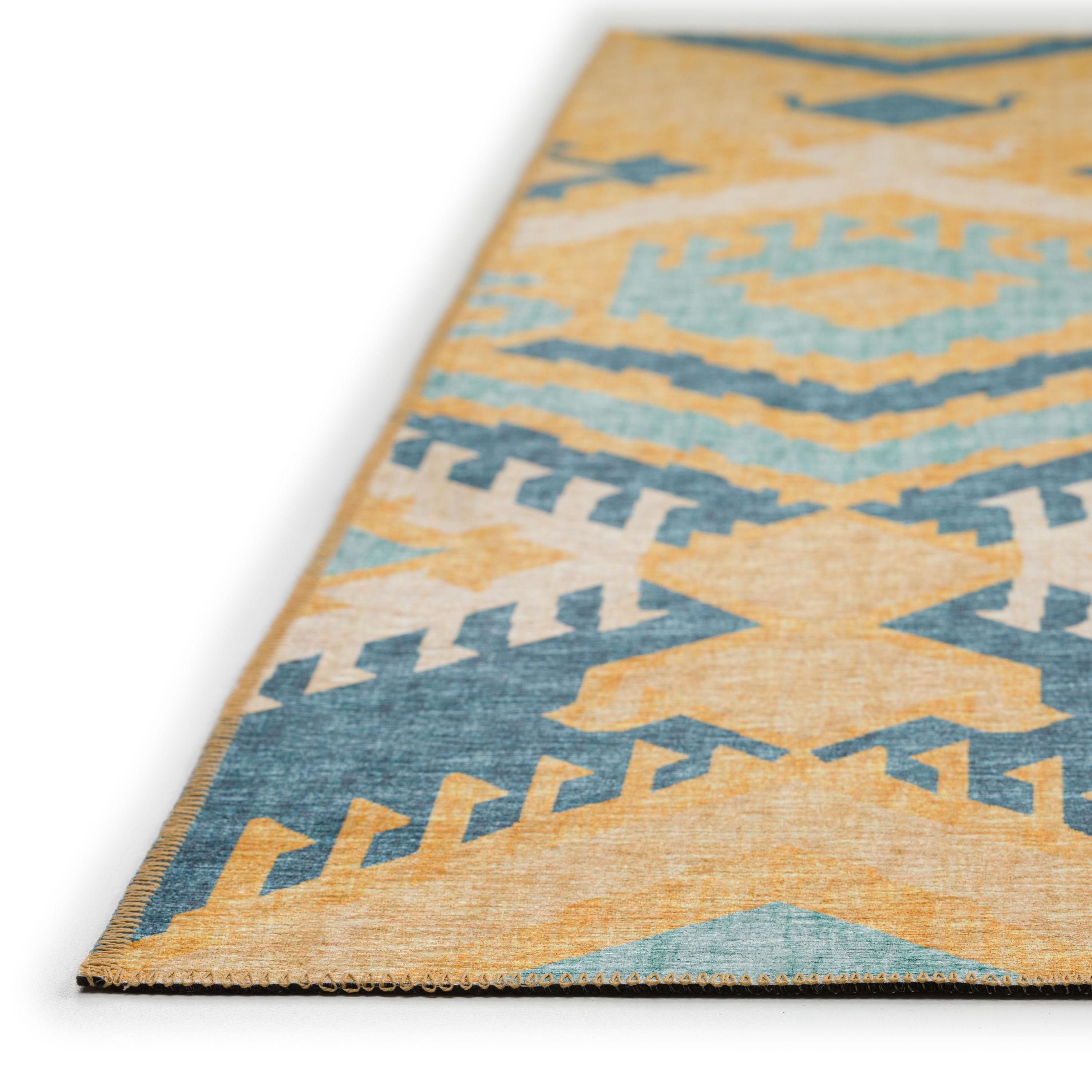 Addison Rugs Indoor/ Outdoor Addison Yuma Southwest Ikat Washable Area Rug 5' x 7'6" - Yellow
