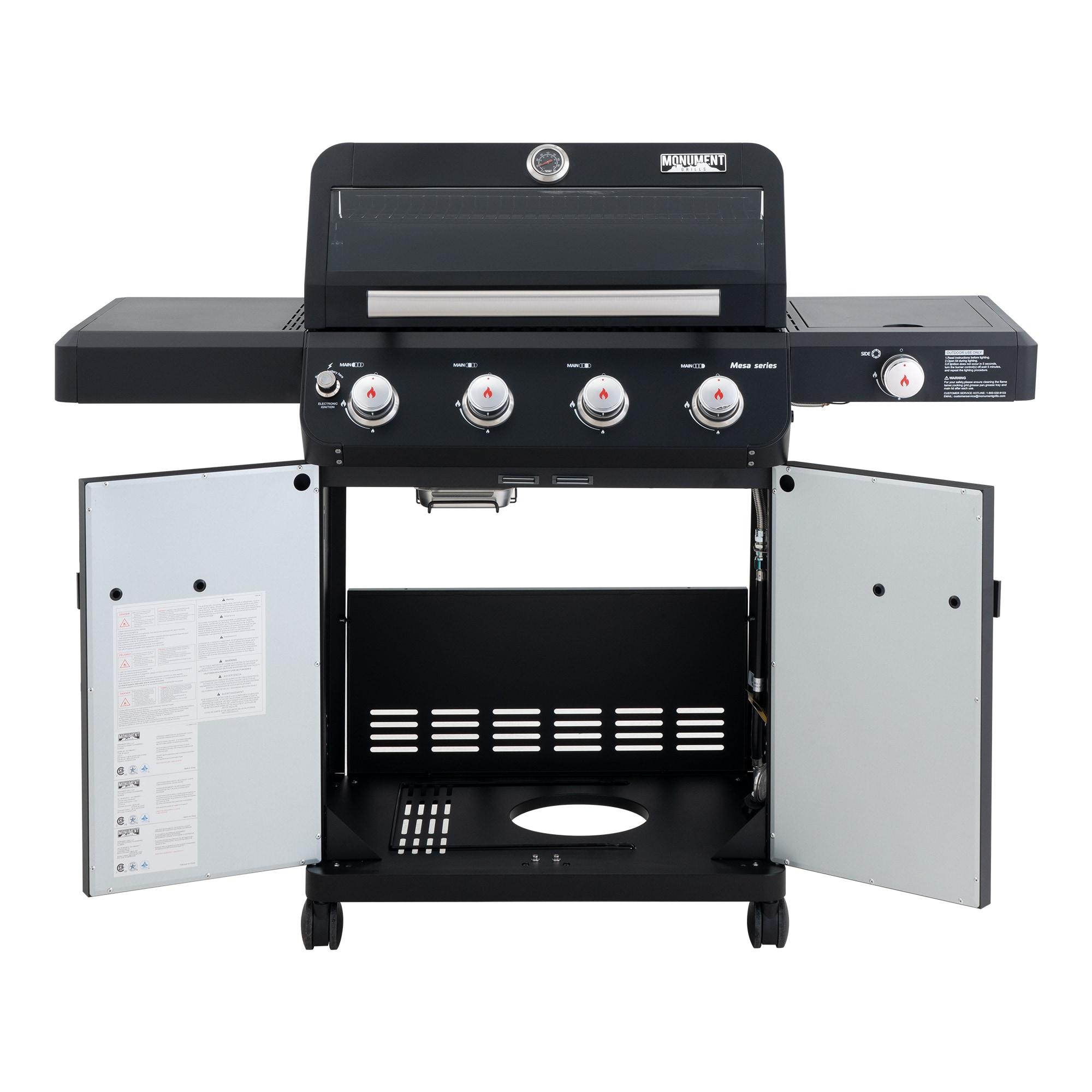 Monument Grills Mesa 425 4-Burner Liquid Propane 52000 BTU Gas Grill with side burner, Black