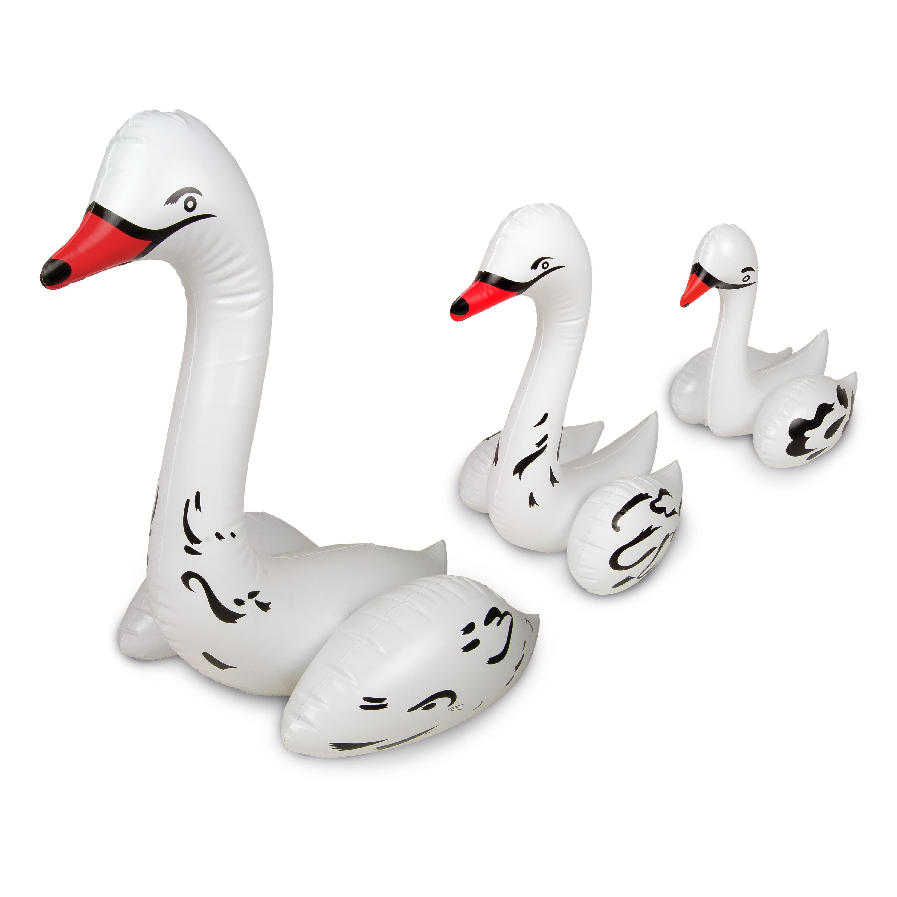 Set of Three White Floating Swan Pool Decor