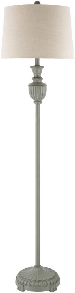 Elgood 59" Black and Gray Resin Floor Lamp with Linen Shade