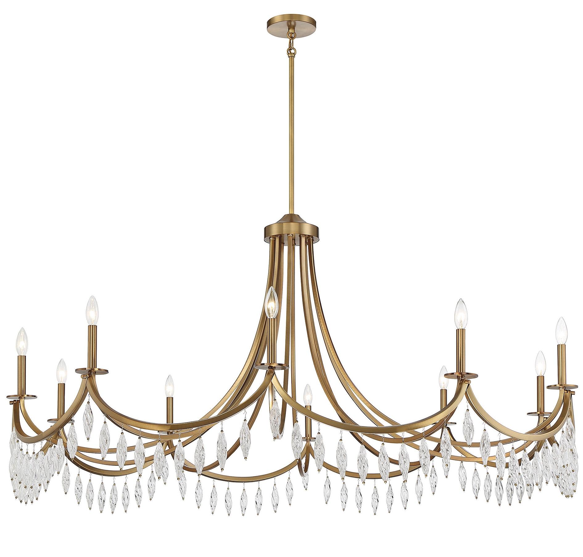 Vintage Glam Warm Brass Crystal 10-Light Chandelier