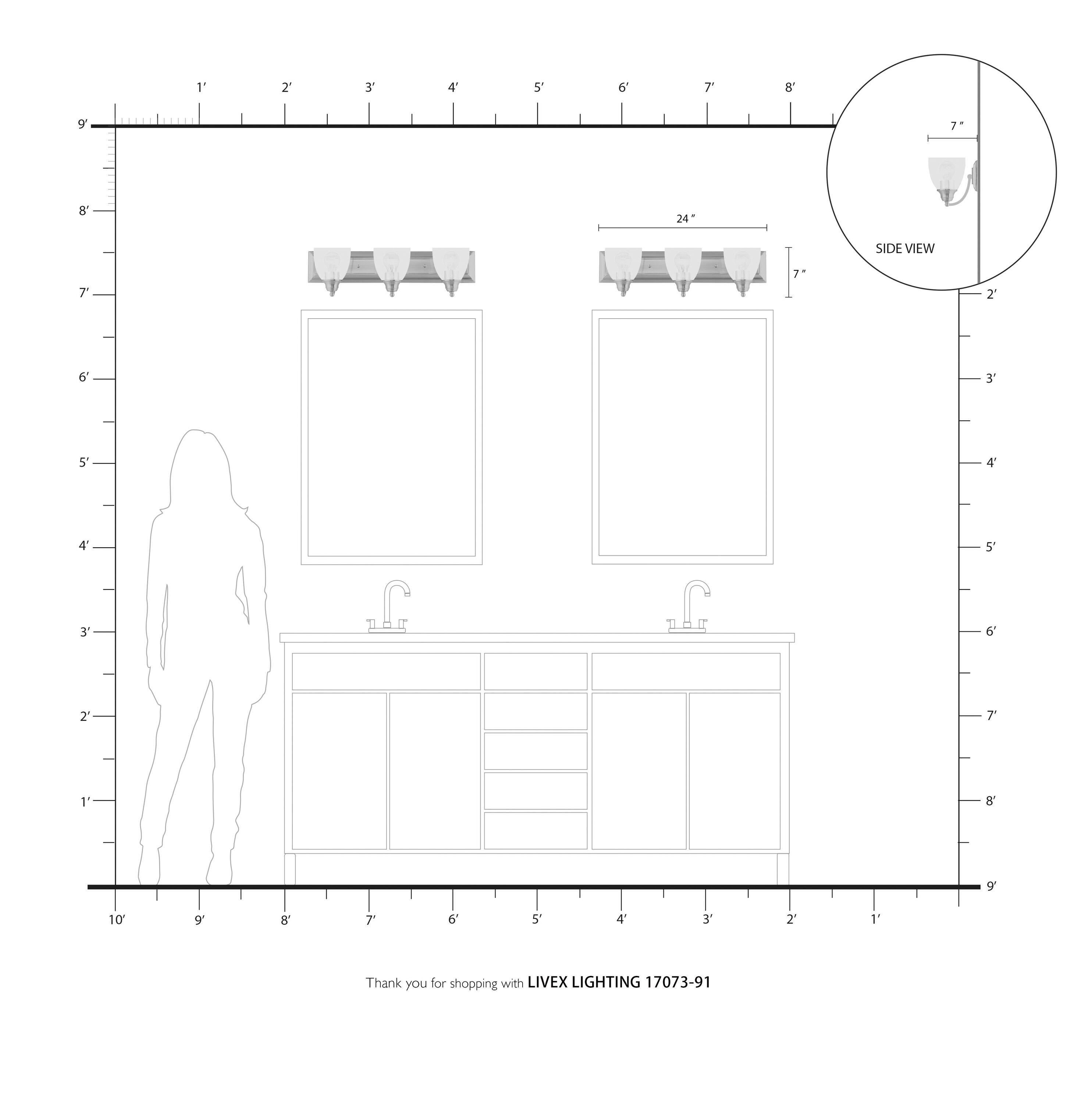 Livex Lighting - Birmingham - 3 Light Bath Vanity in New Traditional Style - 24