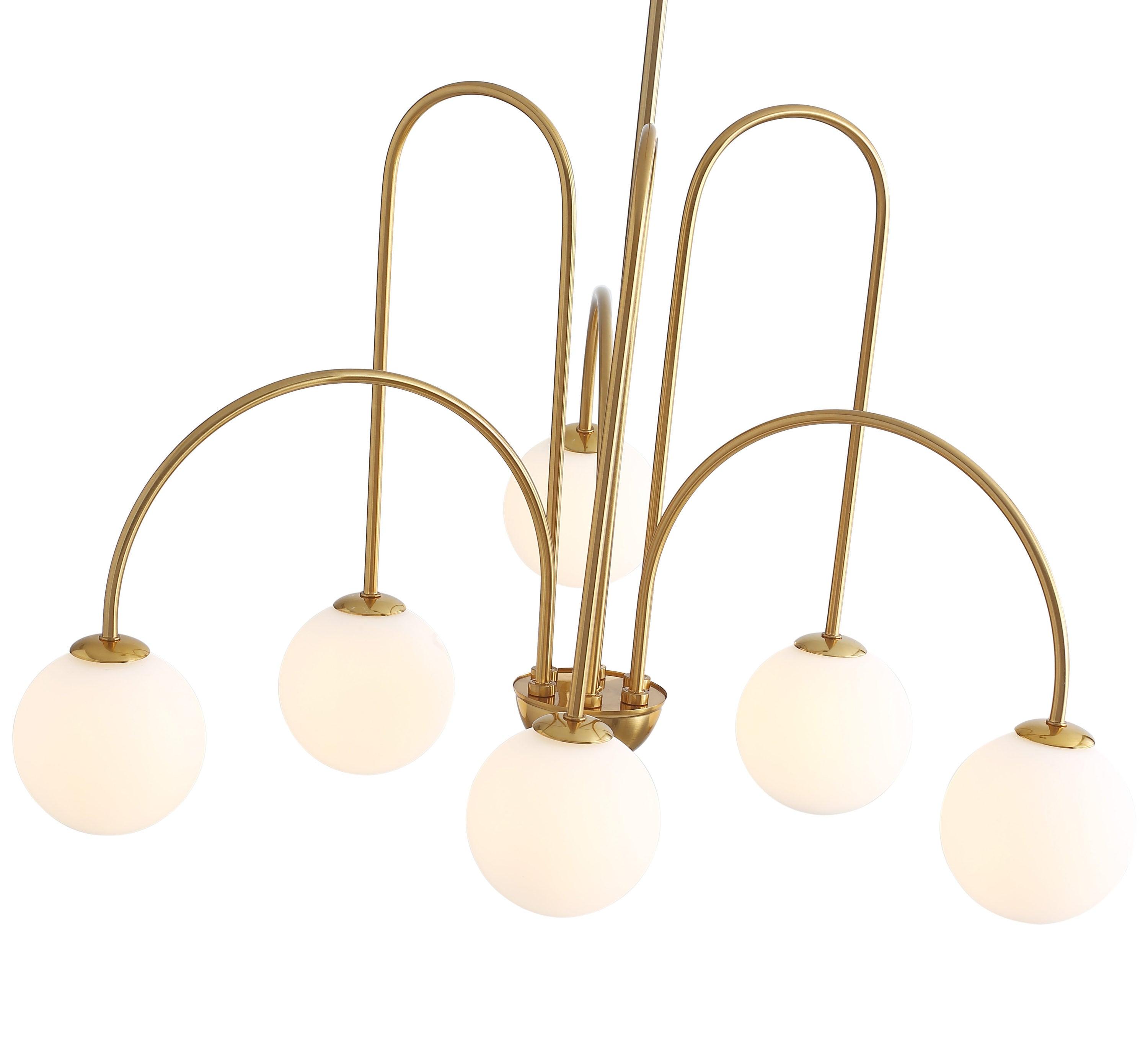 Elegant Brass 6-Light Globe Chandelier with Adjustable Height