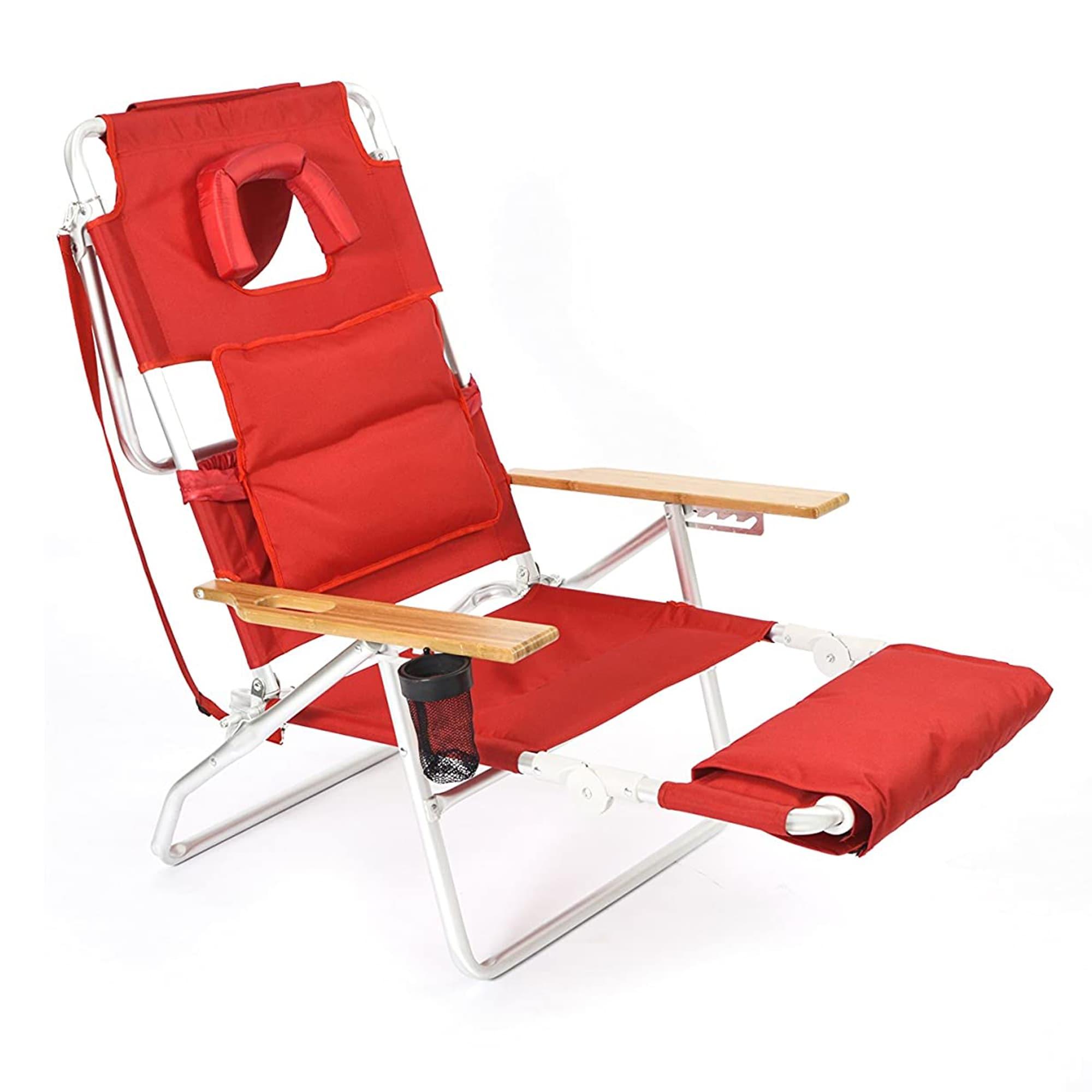 Ostrich Ostrich Deluxe Padded Lightweight Portable Adjustable Outdoor Reclining Folding Chair with Footrest