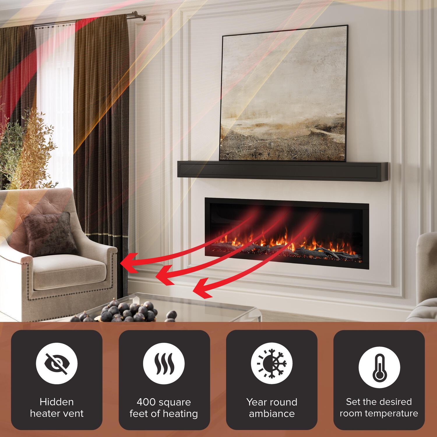 Modern Ember Highmark Smart Linear Electric Fireplace - 10 Flame Colors - Works with Voice Assistant