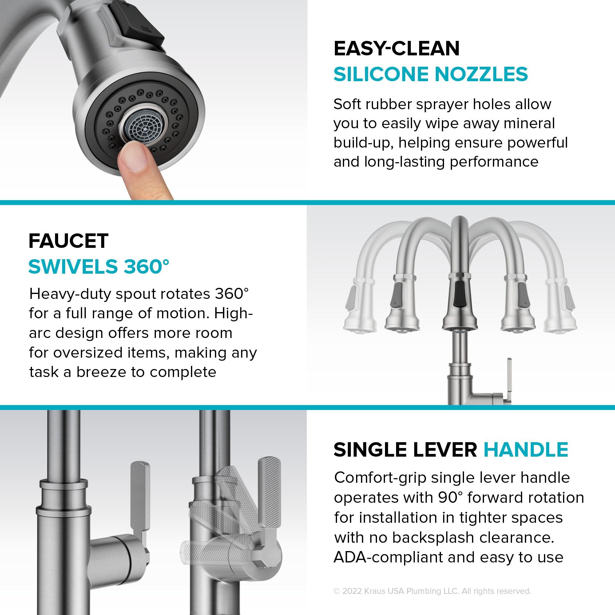 Allyn Transitional Industrial Pull-Down Single Handle Kitchen Faucet