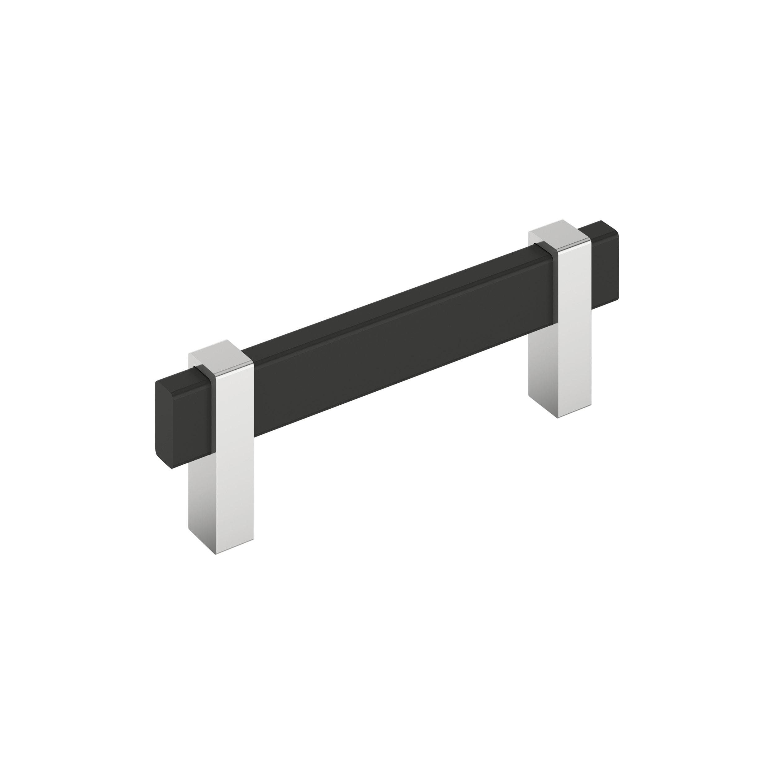 Amerock Mulino 3-3/4 inch (96mm) Center-to-Center Matte Black/Polished Chrome Cabinet Pull