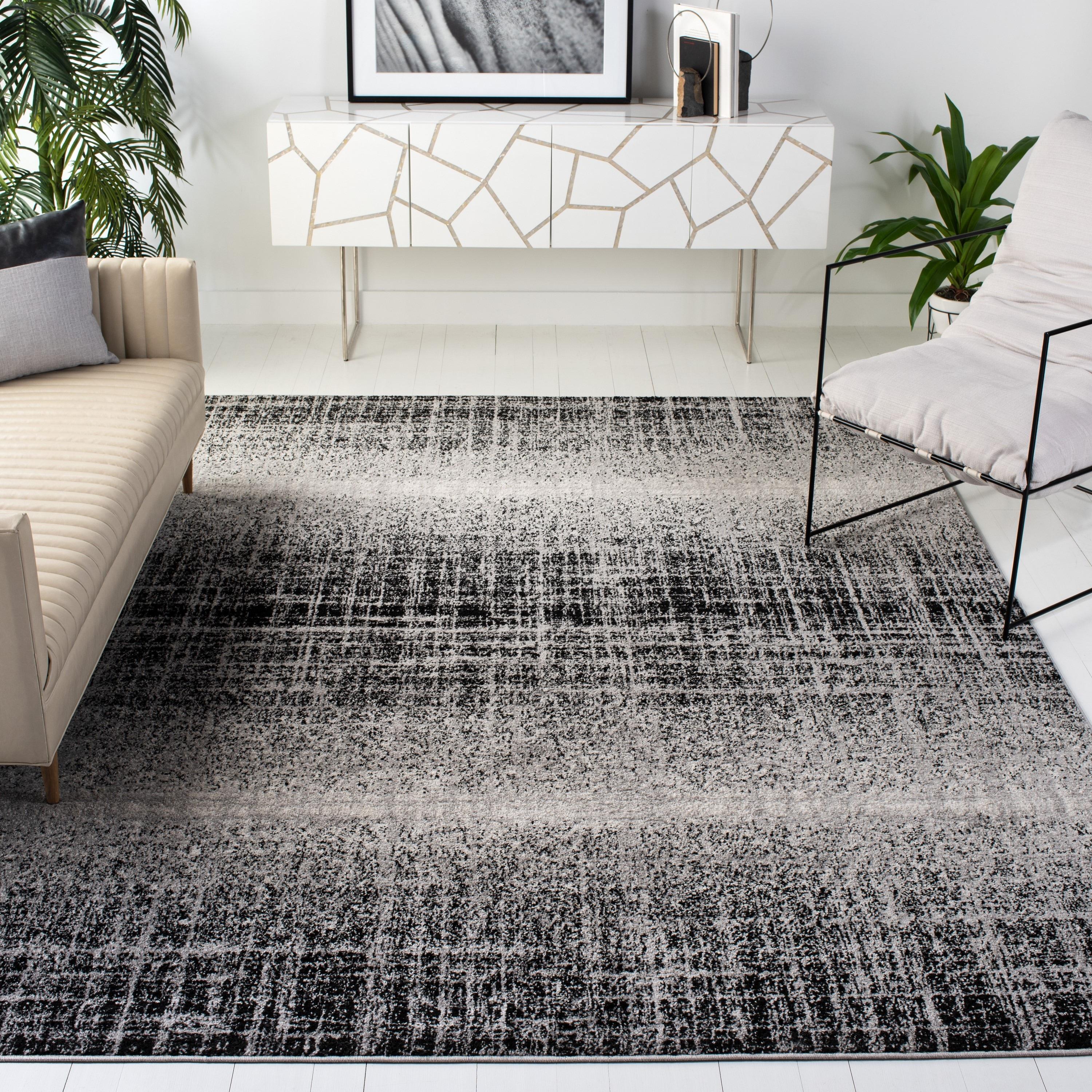 SAFAVIEH Adirondack Kiersten Abstract Faded Area Rug, Silver/Black, 8' x 10'