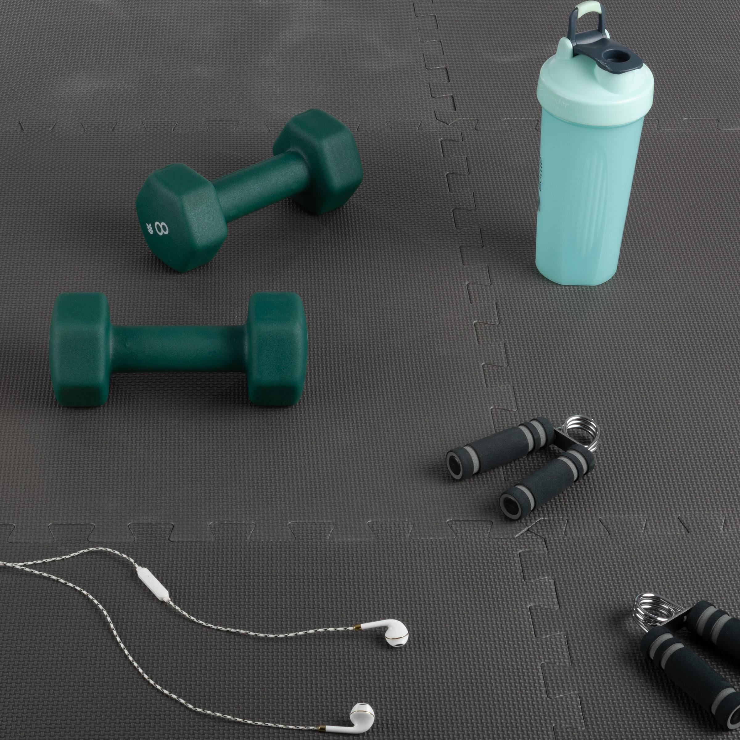 Fleming Supply Cushioned Nonslip Interlocking Foam Floor Tiles – 24" x 24" x 0.375", Gray, 6-pack