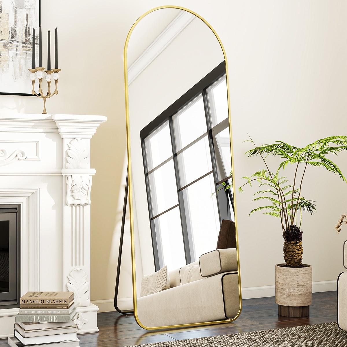 BEAUTYPEAK 64"x21" Full Length Mirror Rectangle Body Dressing Floor Standing Mirrors, Gold