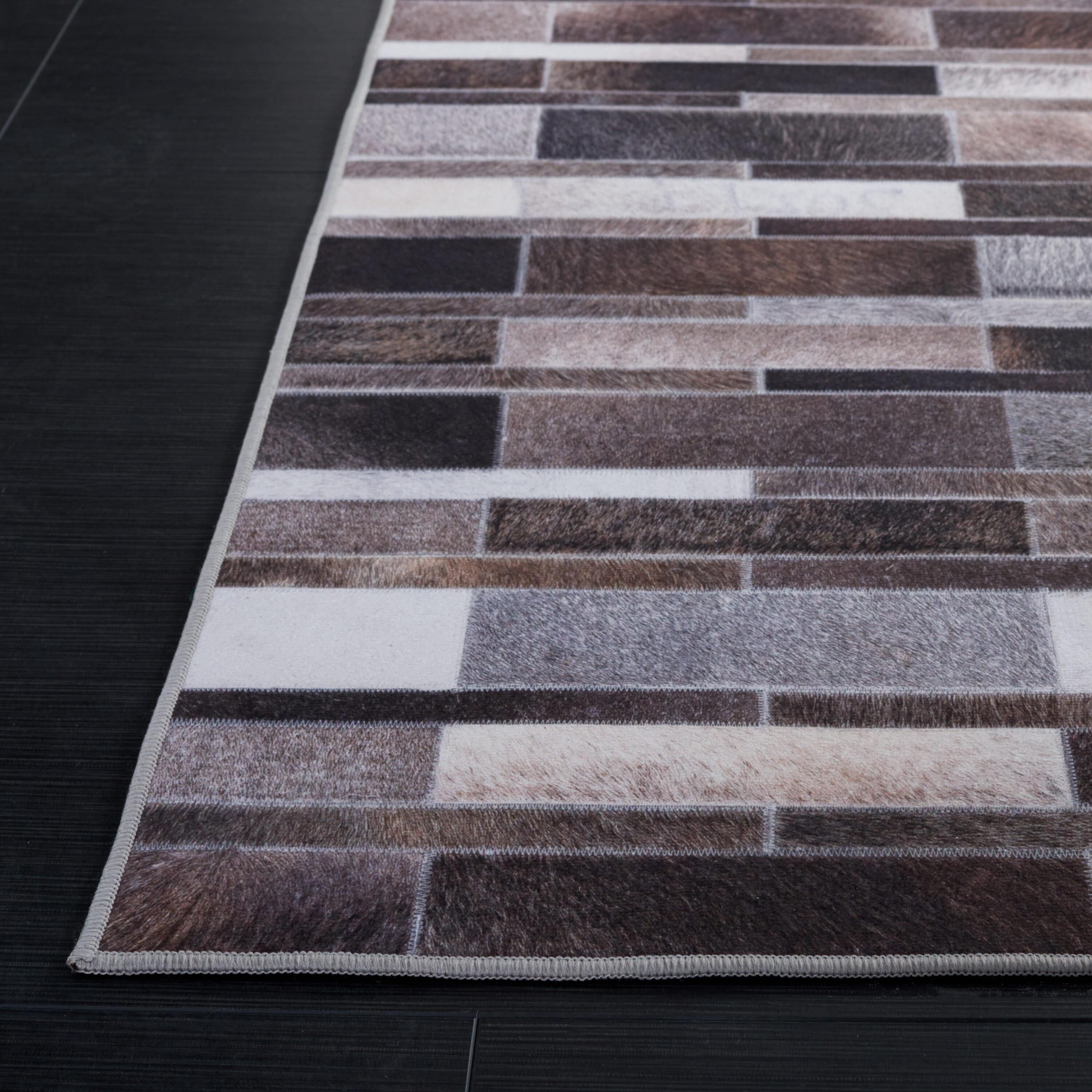 Faux Hide FAH542 Power Loomed Machine Washable Area Rug - Ivory/Grey - 3'x5' - Safavieh.