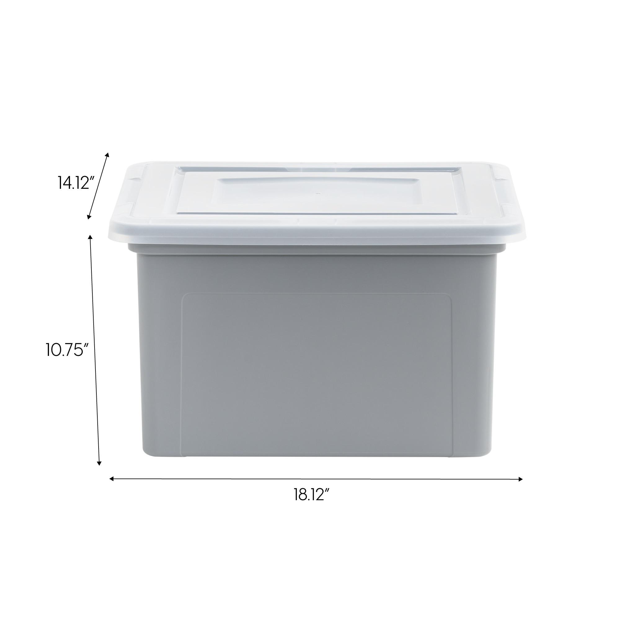 IRIS 32qt 3pk Letter Plastic File Box: Hanging File Folders Storage Bin, File Organizer, Gray, No Assembly Required