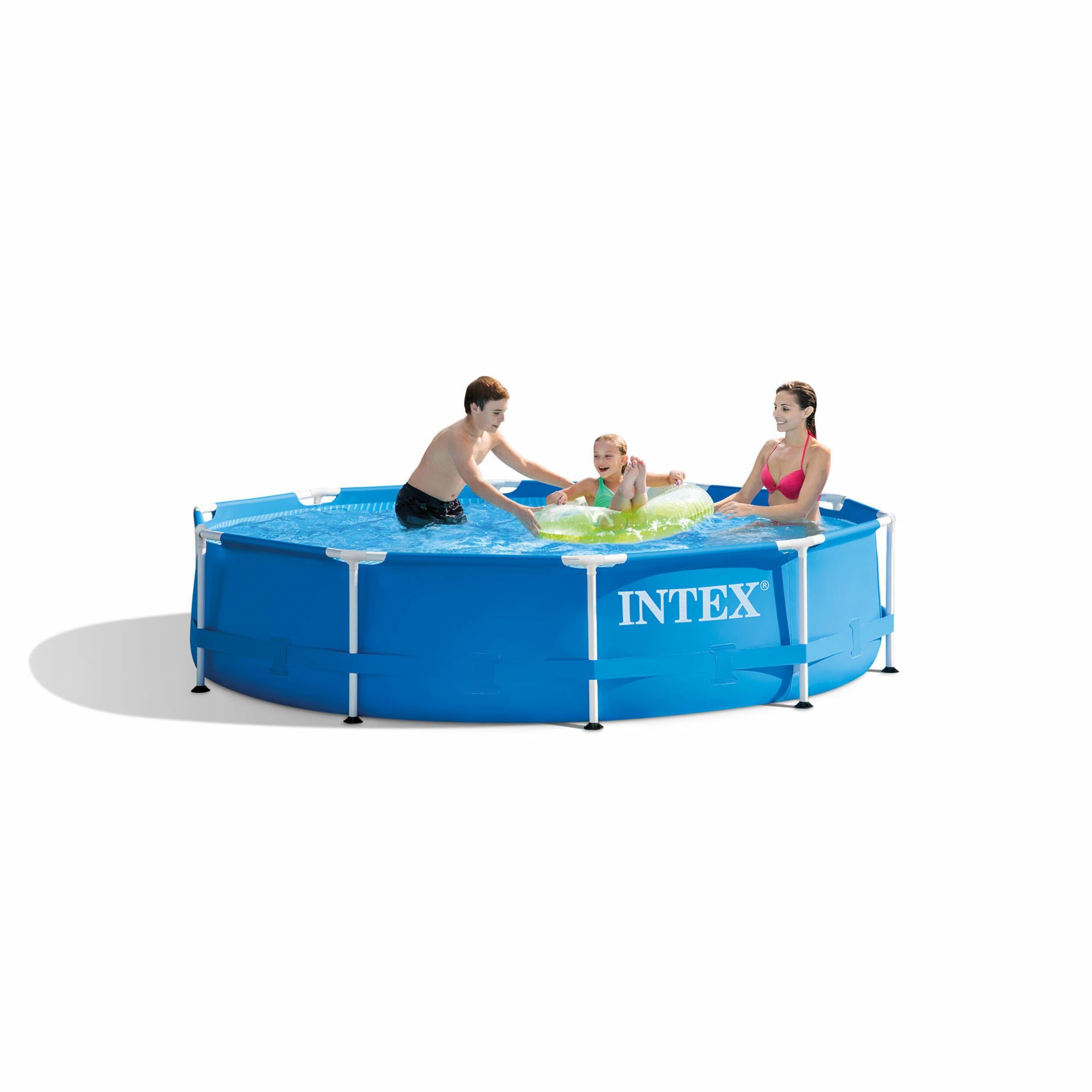 Intex Intex Round Metal Frame Outdoor Backyard Above Ground Swimming Pool