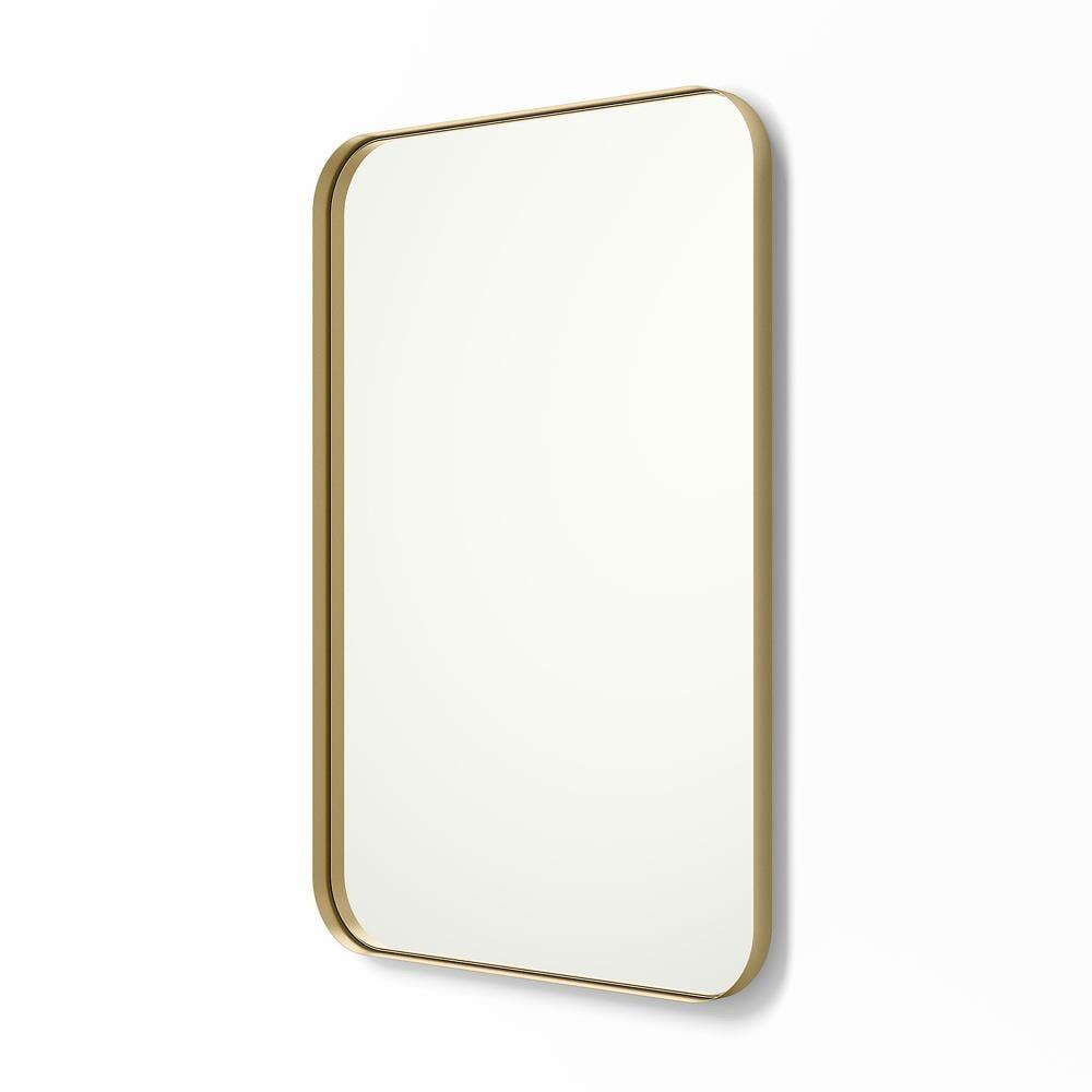 Contemporary and Farmhouse 24x36" Brushed Brass Rounded Rectangle Bathroom Vanity Wall Mirror