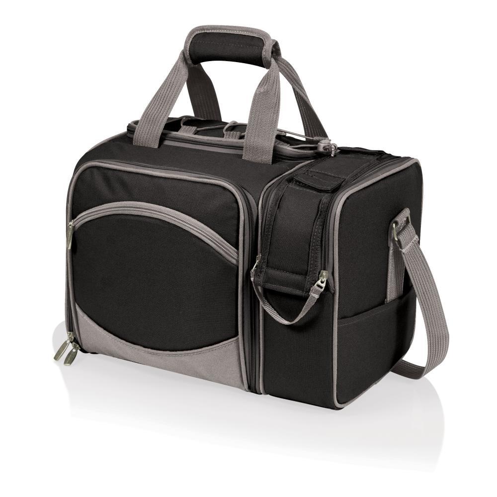 Black and Gray Insulated Picnic Tote with Picnic Set