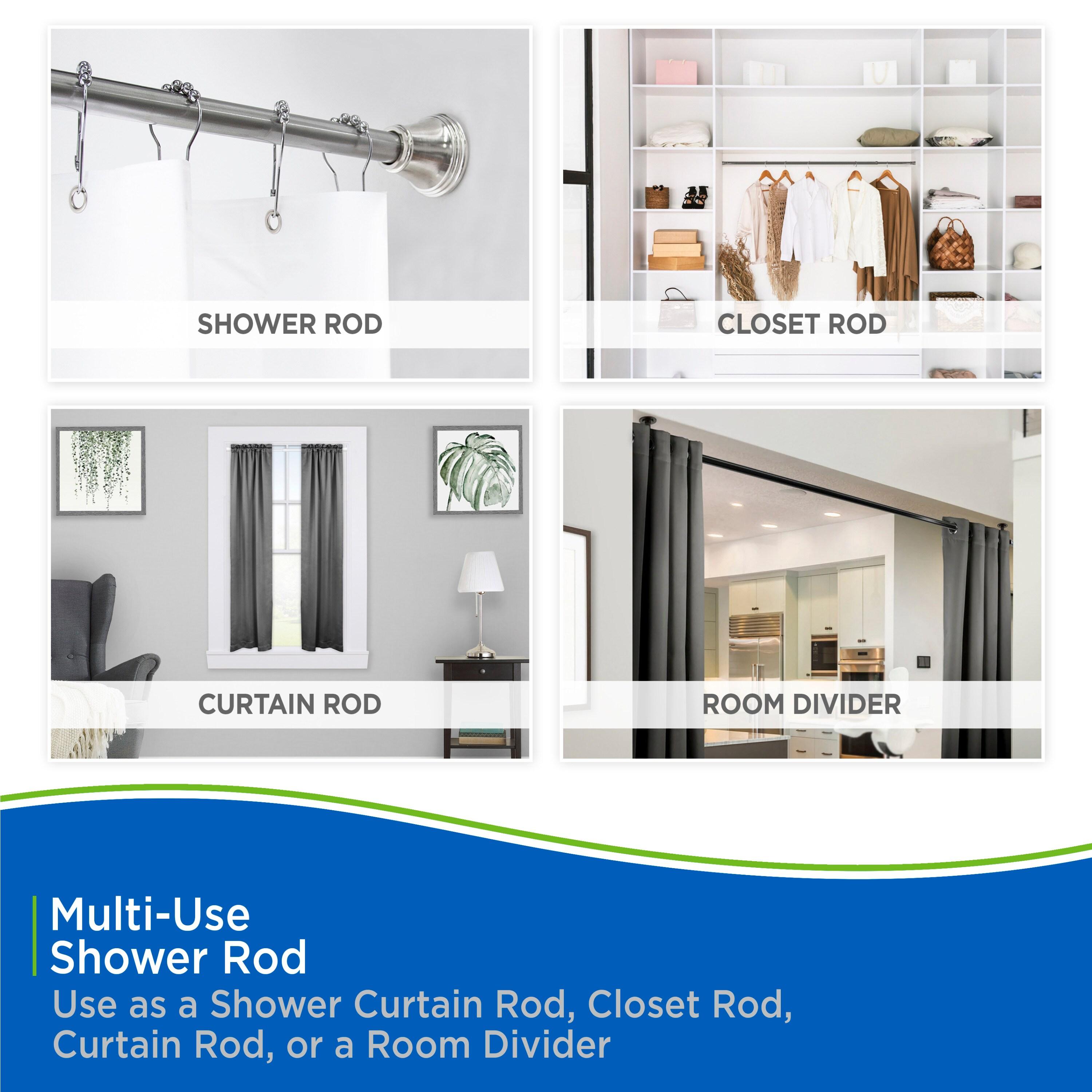 Adjustable Brushed Nickel Tension Shower Curtain Rod 42-72 Inches