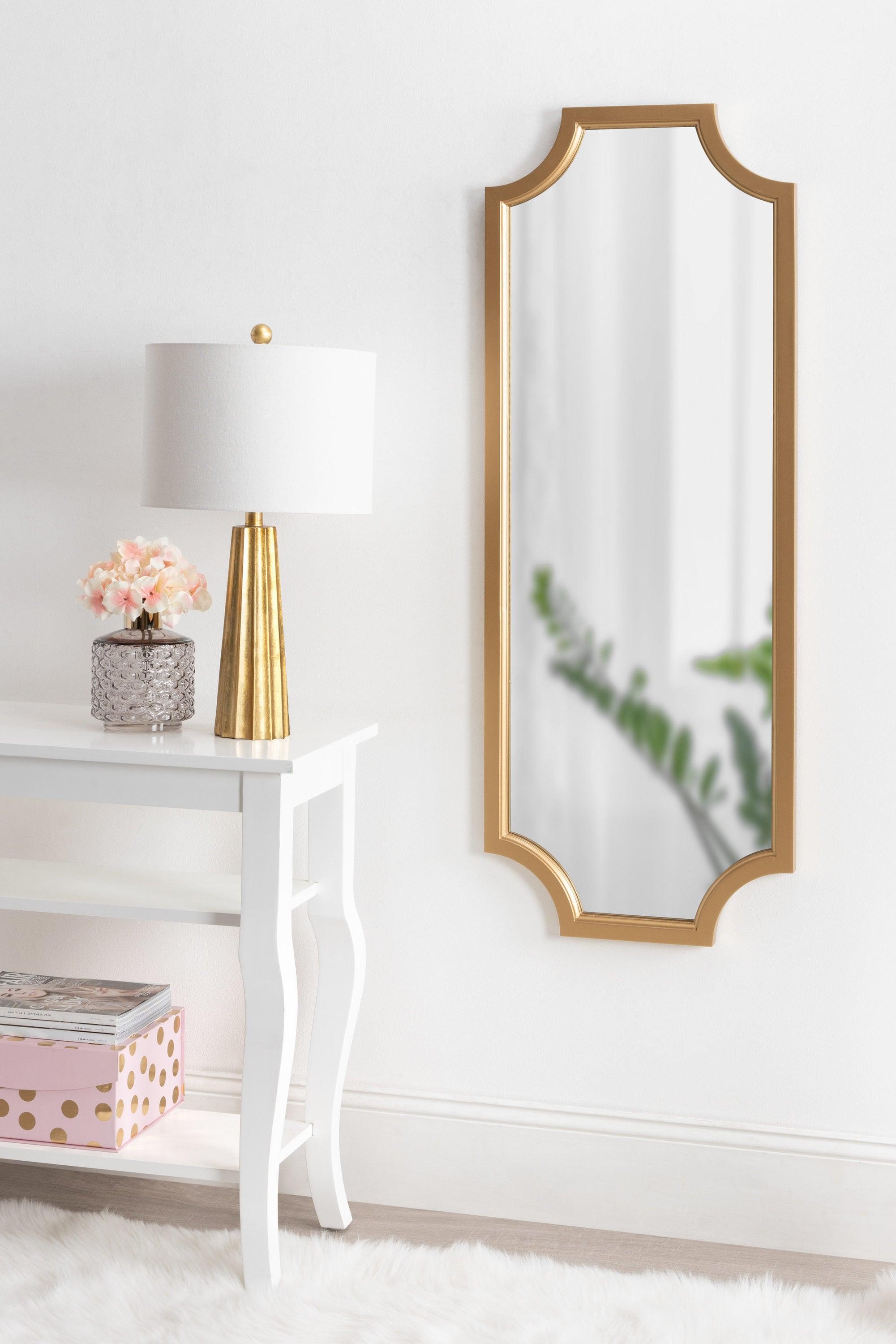 18" x 48" Hogan Scallop Wall Mirror Gold - Kate & Laurel All Things Decor: Modern MDF Frame, No Assembly Required