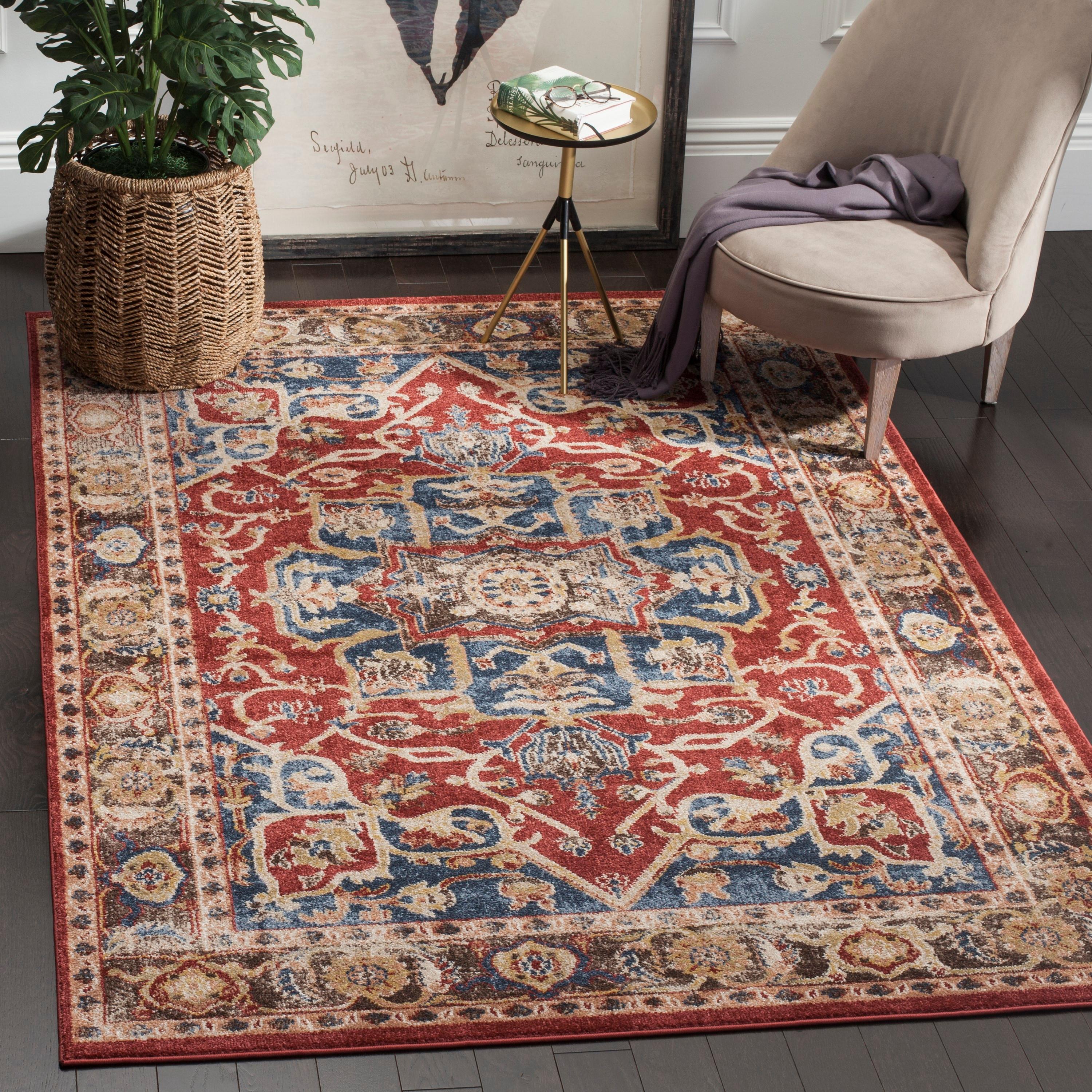 SAFAVIEH Bijar Jules Oriental Area Rug, Red/Royal, 4' x 6'