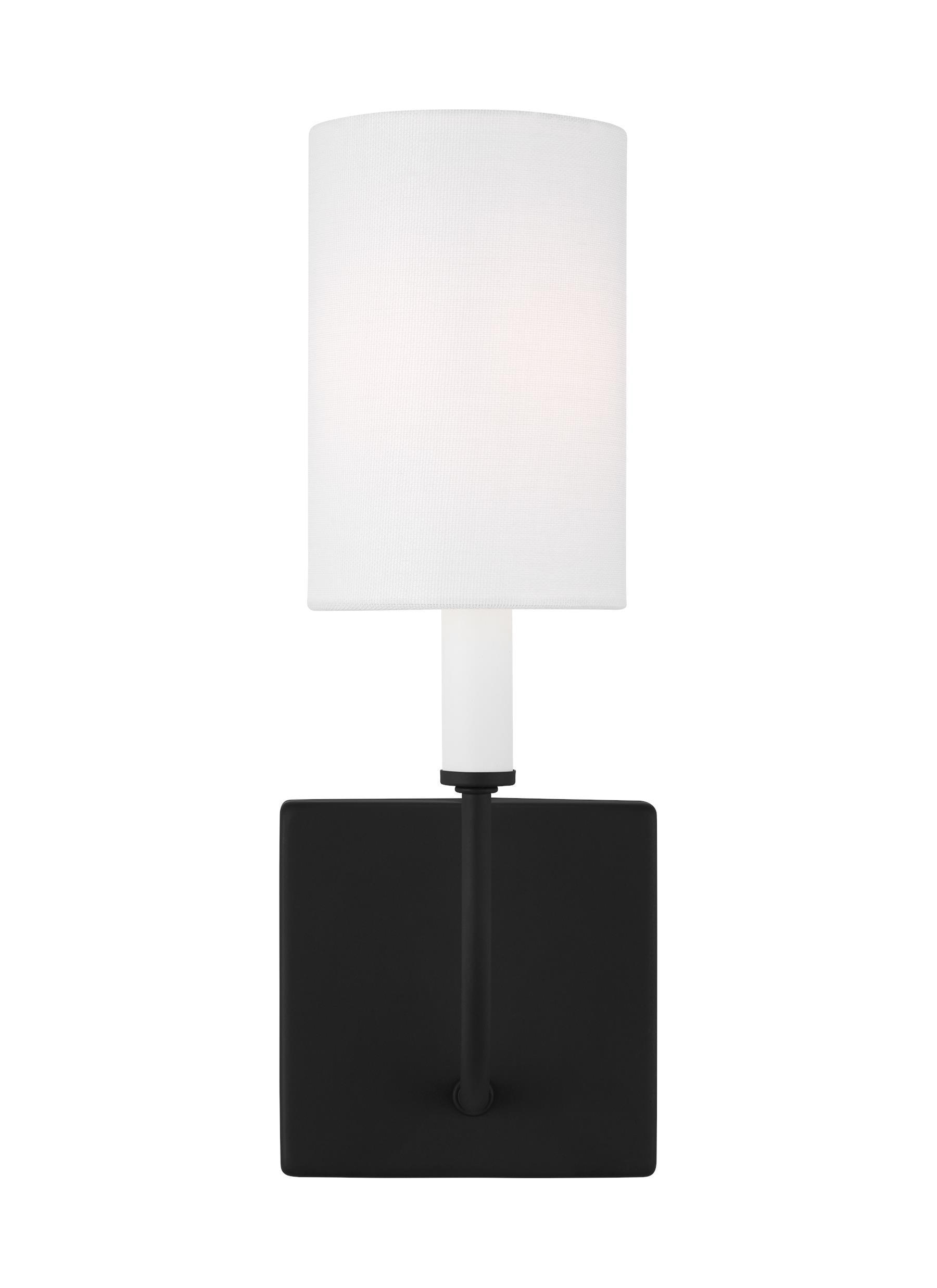 Midnight Black and White Linen Wall Sconce