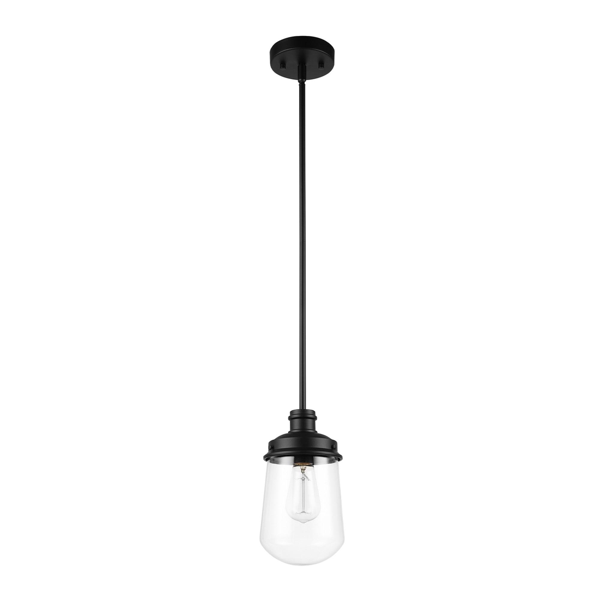 Globe Electric Abraham 1-Light Matte Black Pendant Lighting with Clear Glass Shade and Bulb Included, 61257