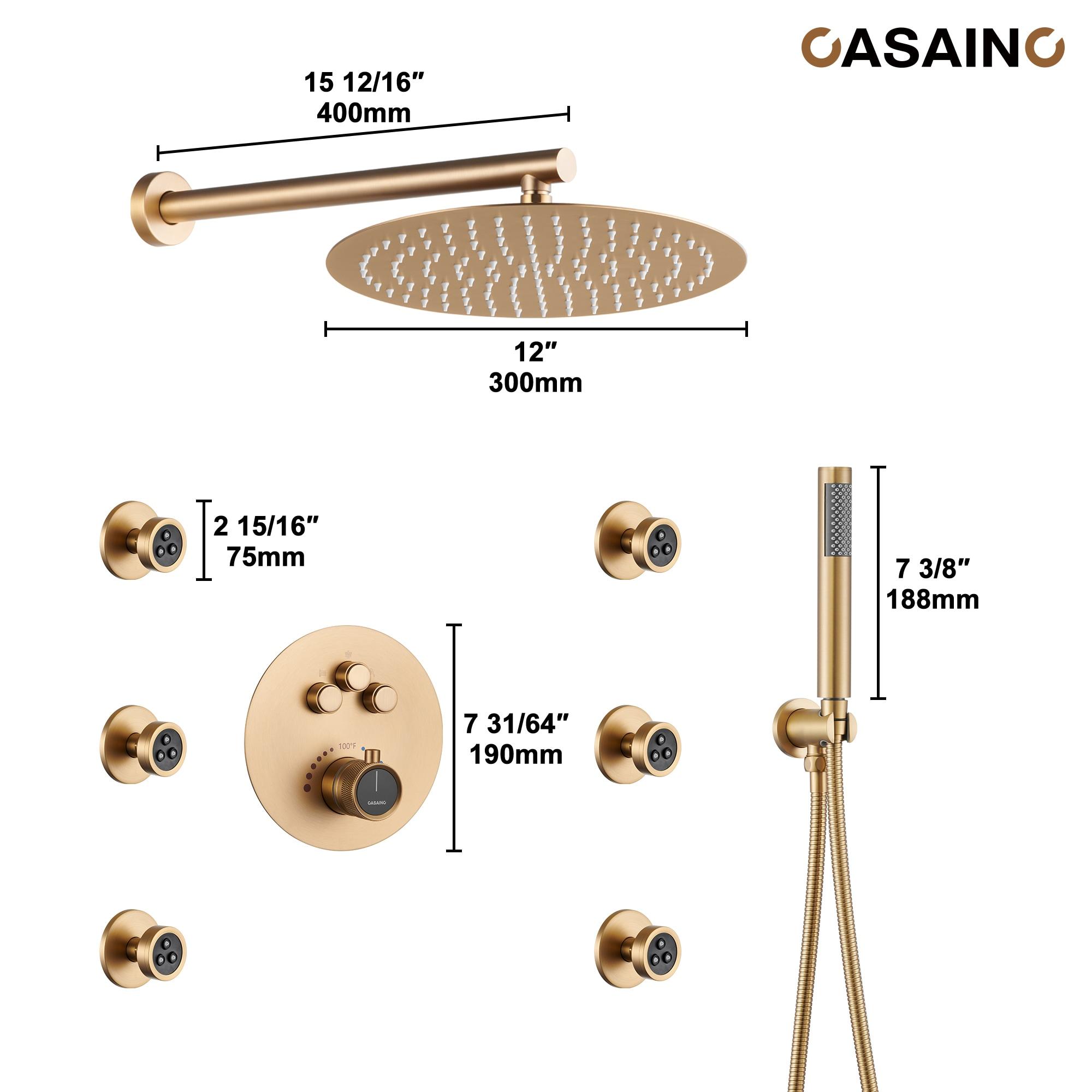 Thermostatic Rainfall Shower System with Rough in-Valve and Shower Body Spray