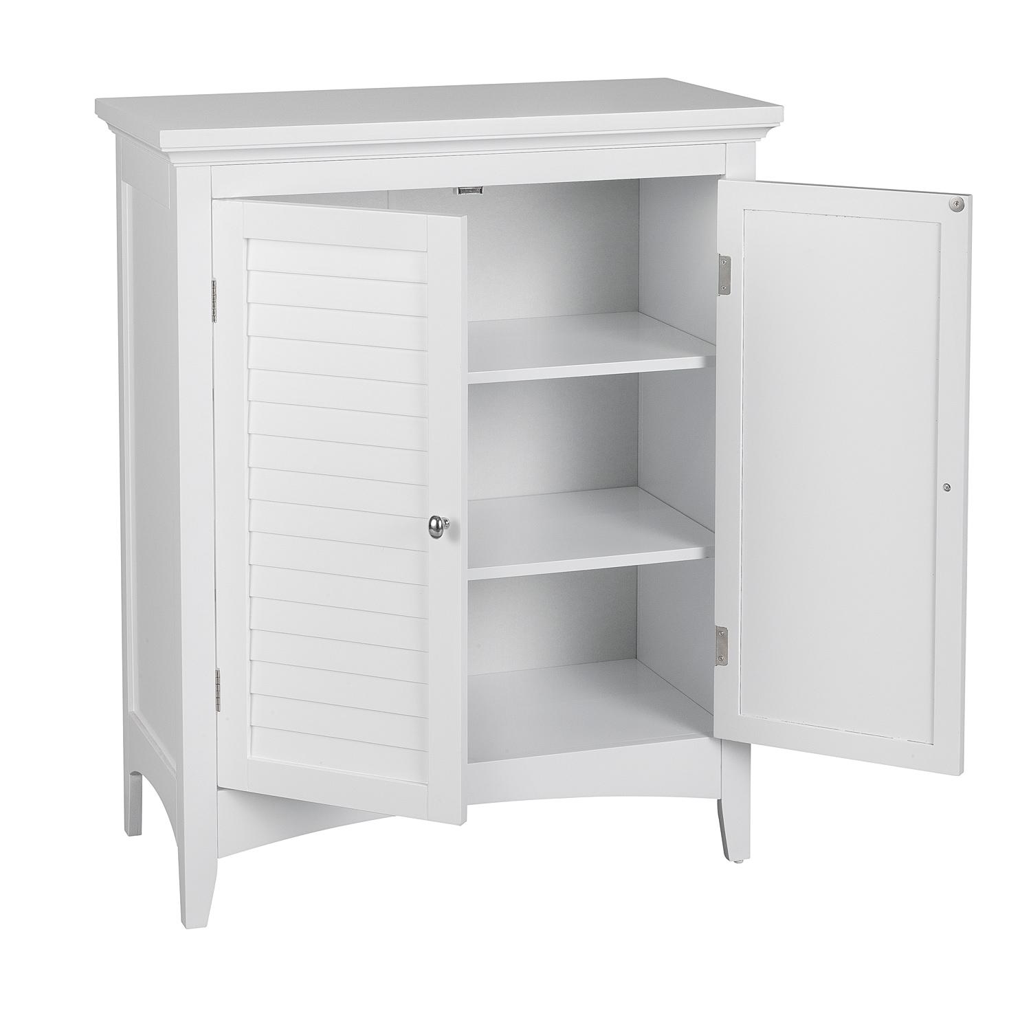 White Engineered Wood Bathroom Floor Cabinet with Adjustable Shelving