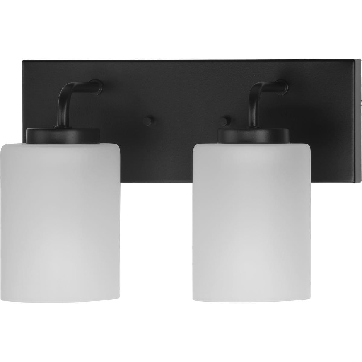 Progress Lighting Merry Collection 2-Light Brushed Nickel Etched Glass Transitional Bath Vanity Light