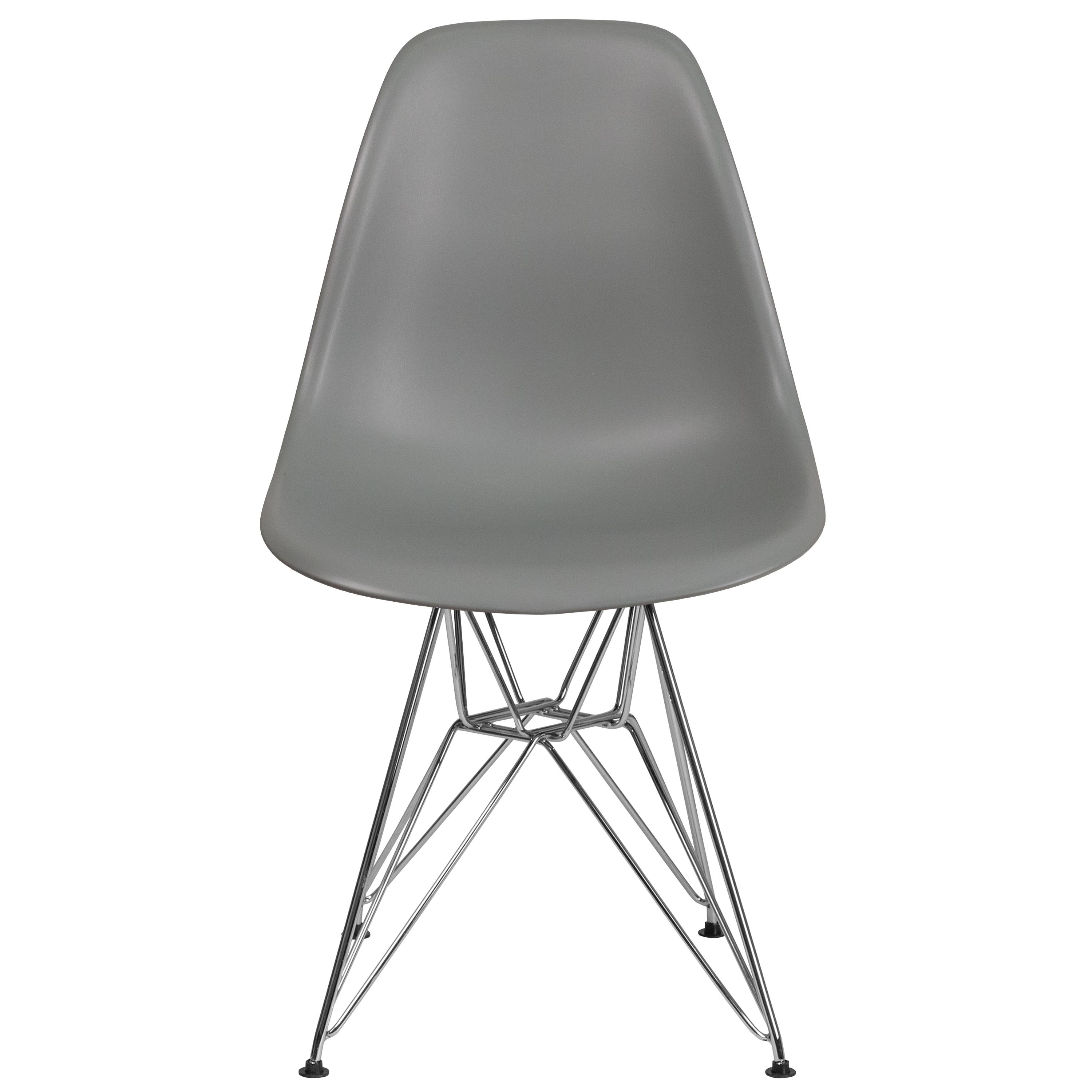 Flash Furniture Elon Series Moss Gray Plastic Chair with Chrome Base
