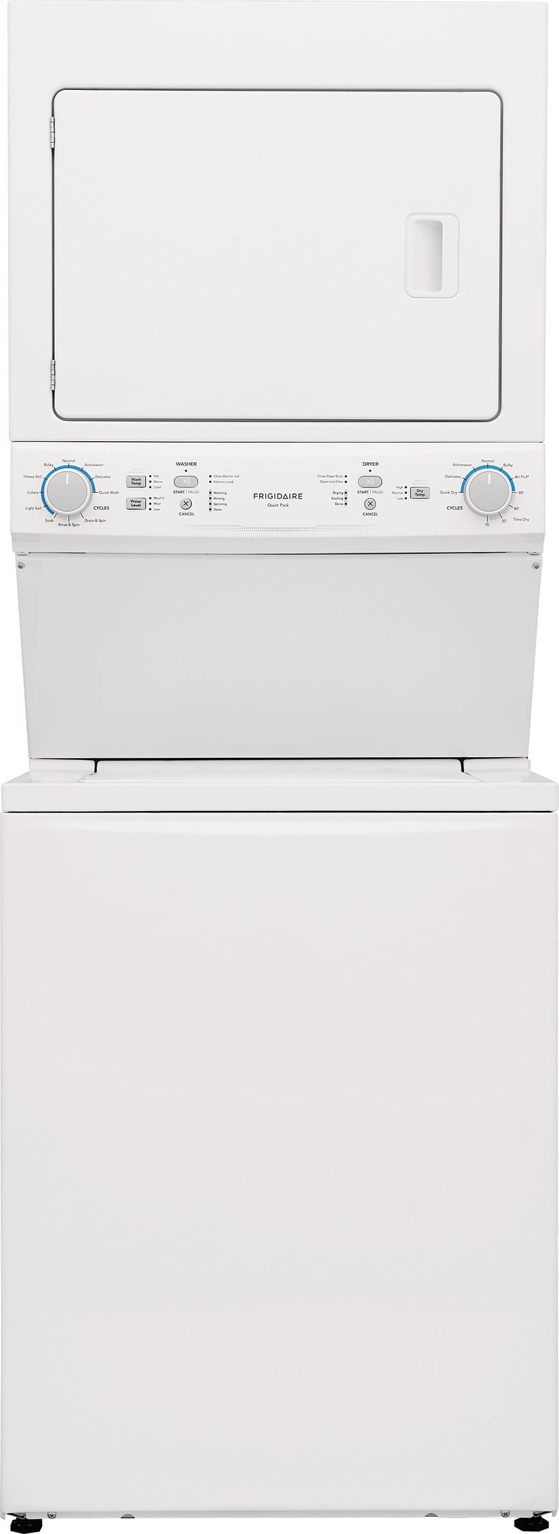 Frigidaire Electric Long Vent Stacked Laundry Center - 3.9 Cu. Ft Washer and 5.5 Cu. Ft. Dryer