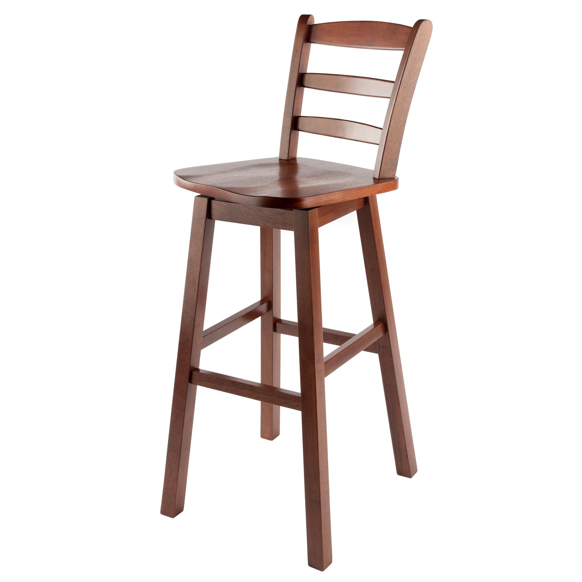 Winsome Scalera Ladder Back Swivel Seat Counter Height Barstool Walnut: Fixed Height, Wood Frame, 220lb Capacity