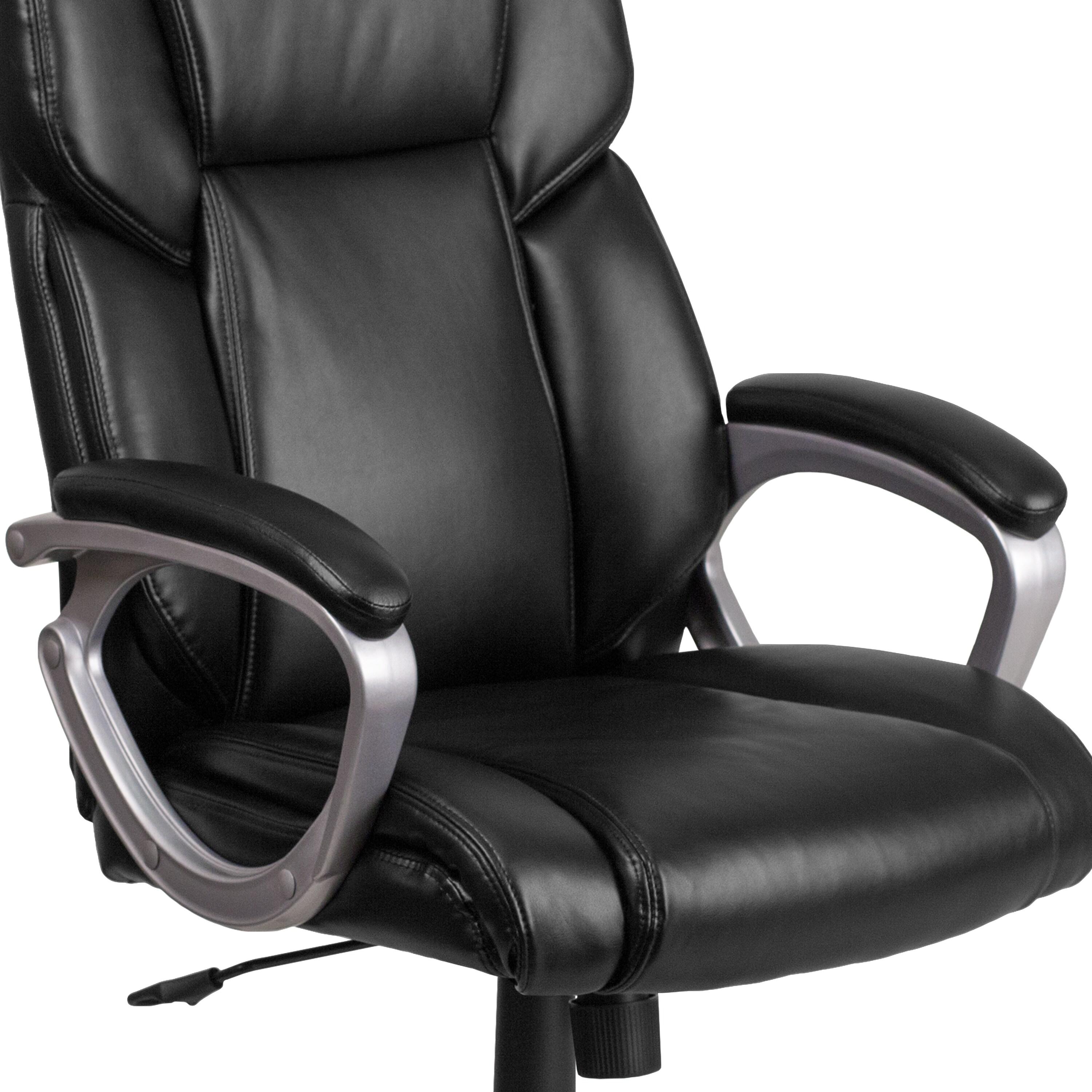 Flash Furniture Mid-Back Black LeatherSoft Executive Swivel Office Chair with Padded Arms