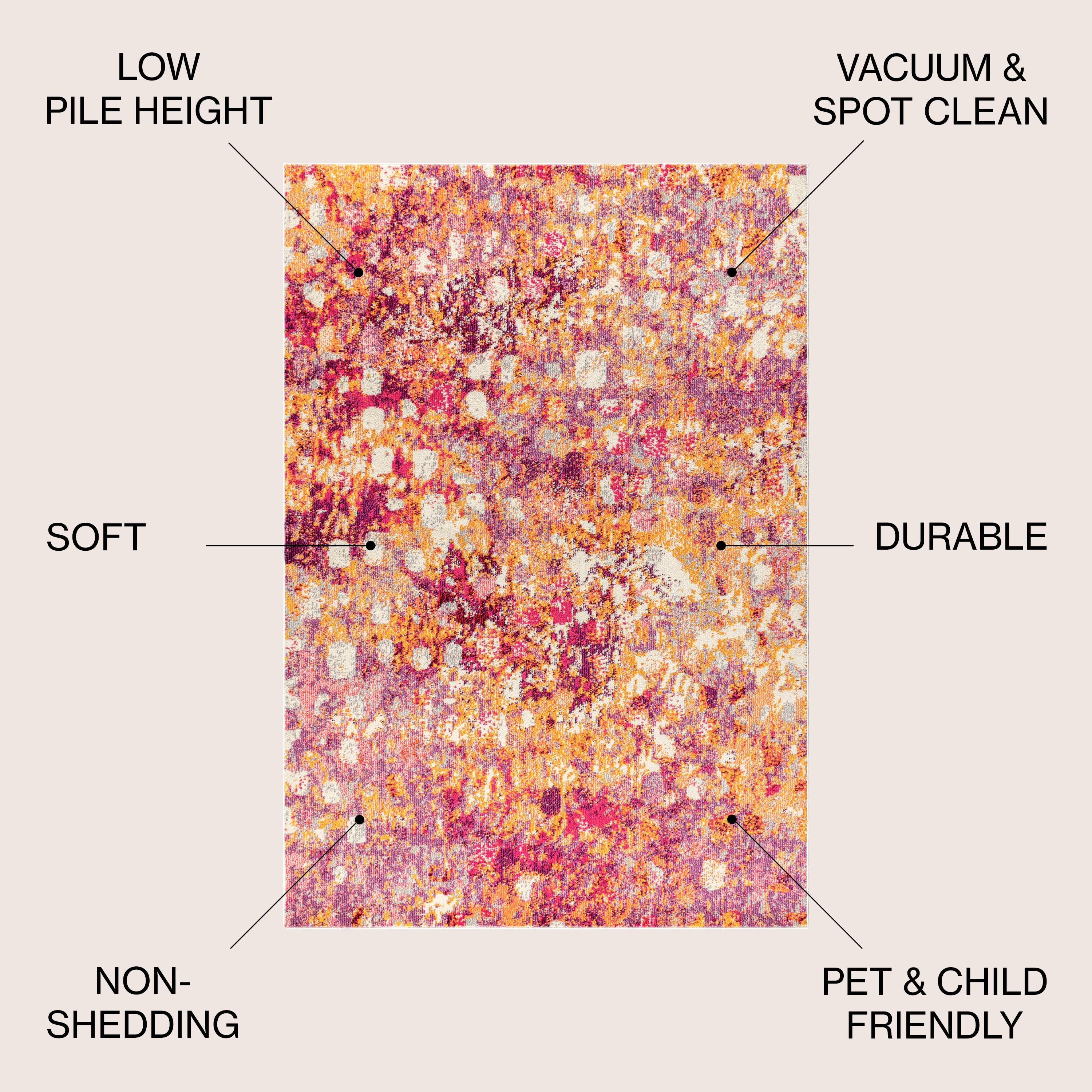 8'x10' Contemporary POP Modern Abstract Area Rug, Pink/Orange - JONATHAN Y