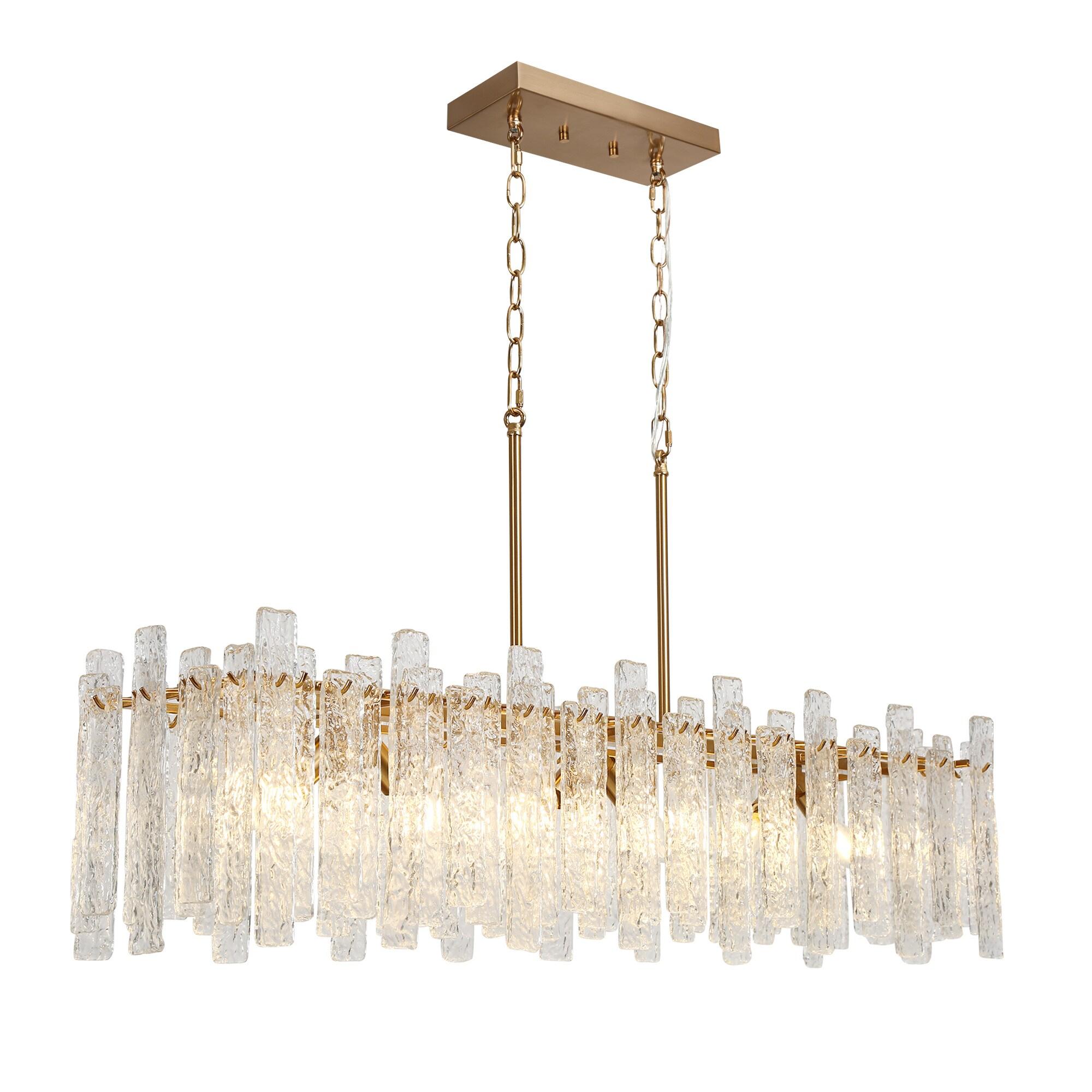 LNC Modern 6-Light 39" W. Glass Island Chandelier for Kitchen Island Dining Room - 39" W x 9.8" H x 9.9" D