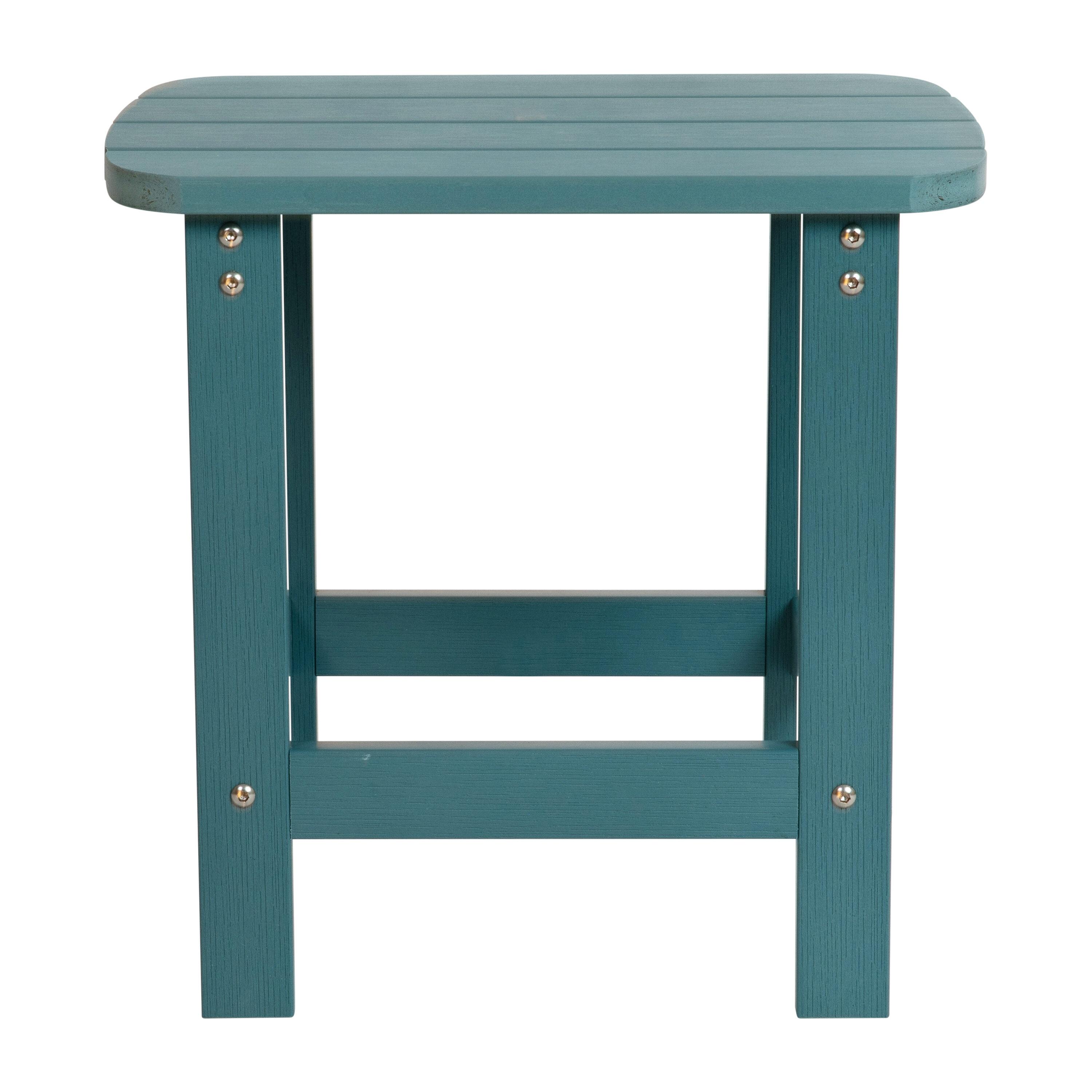 Flash Furniture Charlestown All-Weather Poly Resin Wood Adirondack Side Table in Sea Foam